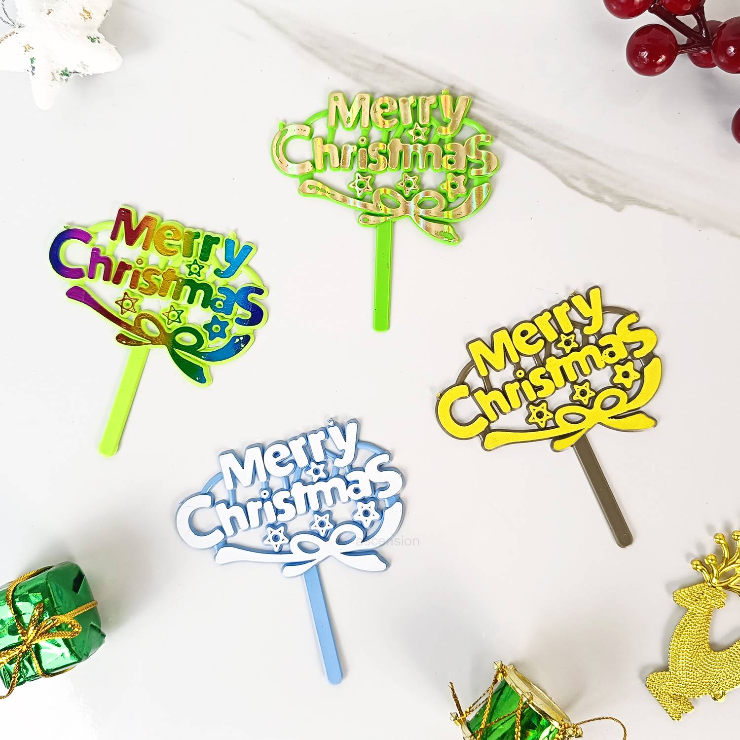 Ascension Merry Christmas Tag for Cake Topper Cupcake Toppers Decoration Party Supplies Edible Cake Topper
