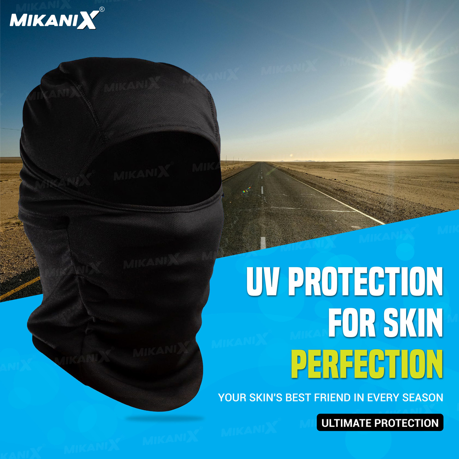 Image of MIKANIX Black Bike Face Mask for Men & Women
