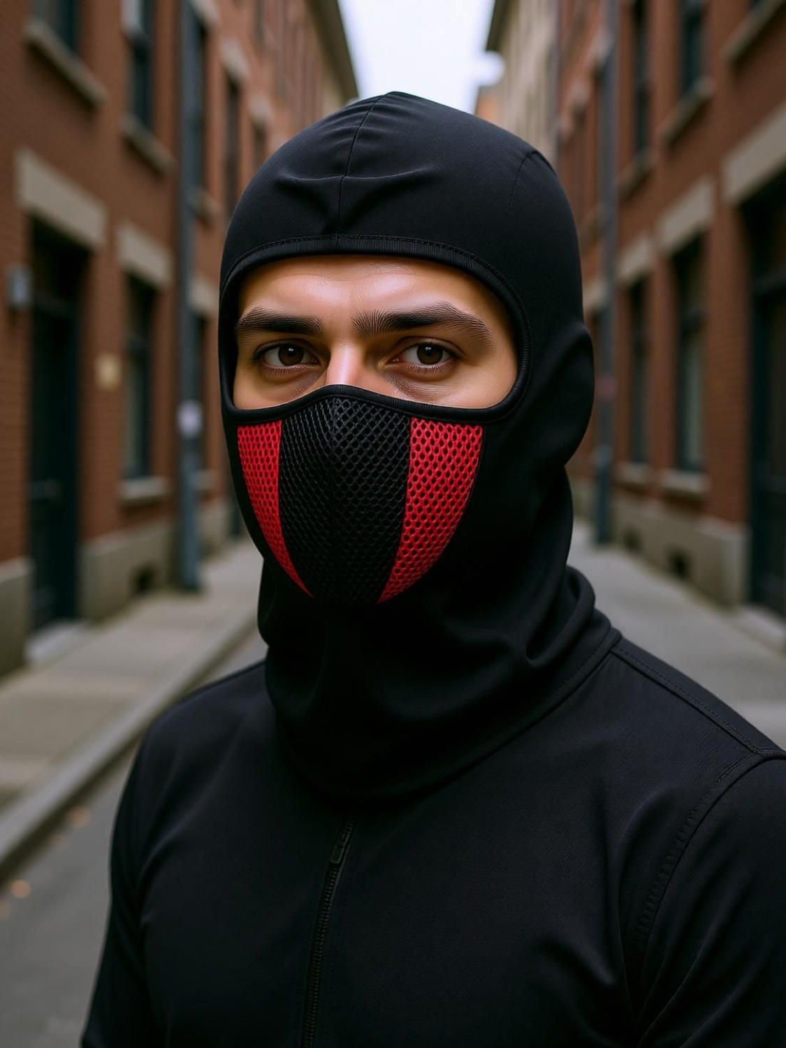 Image of Taveesa Black, Red Bike Face Mask for Men