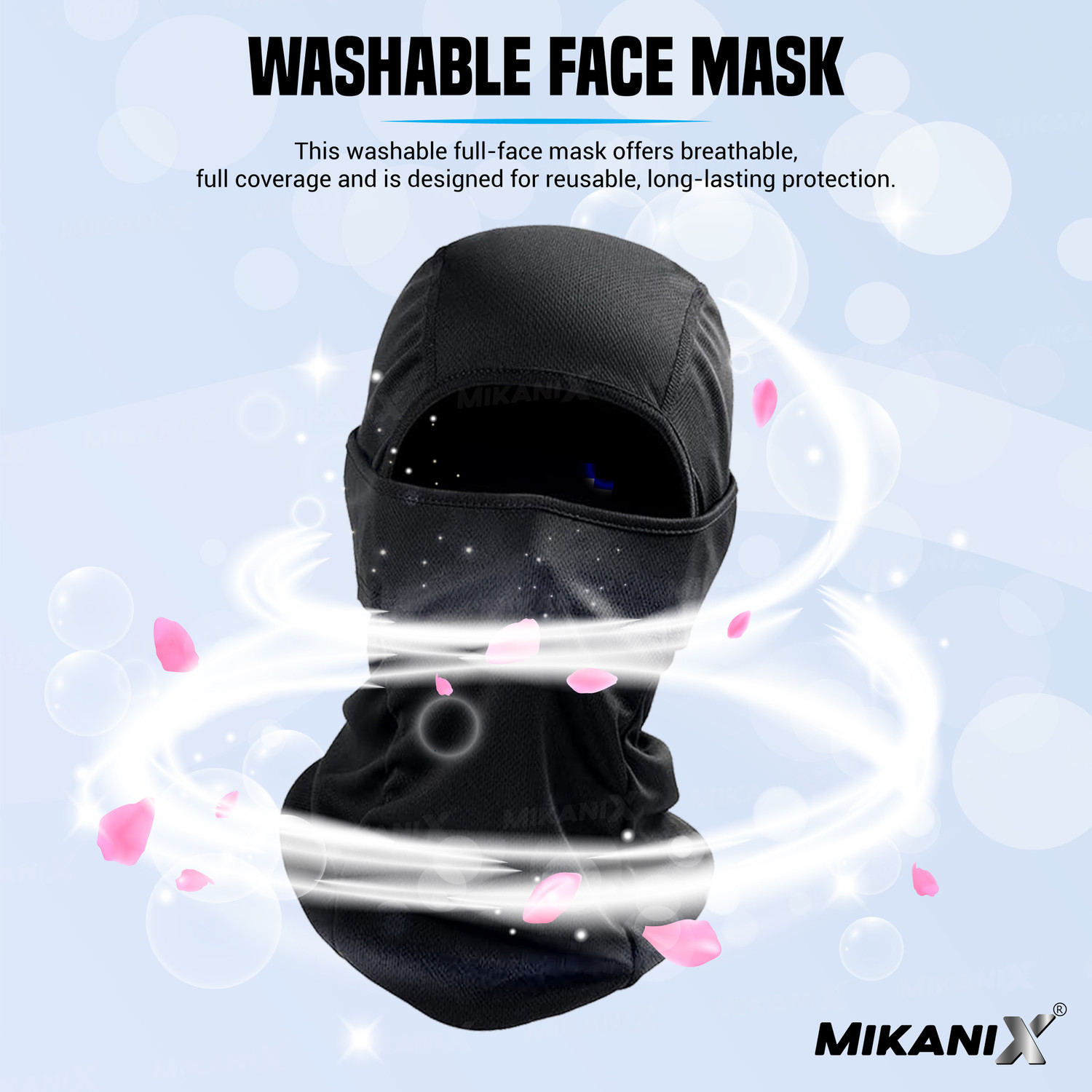 Image of MIKANIX Black Bike Face Mask for Men & Women
