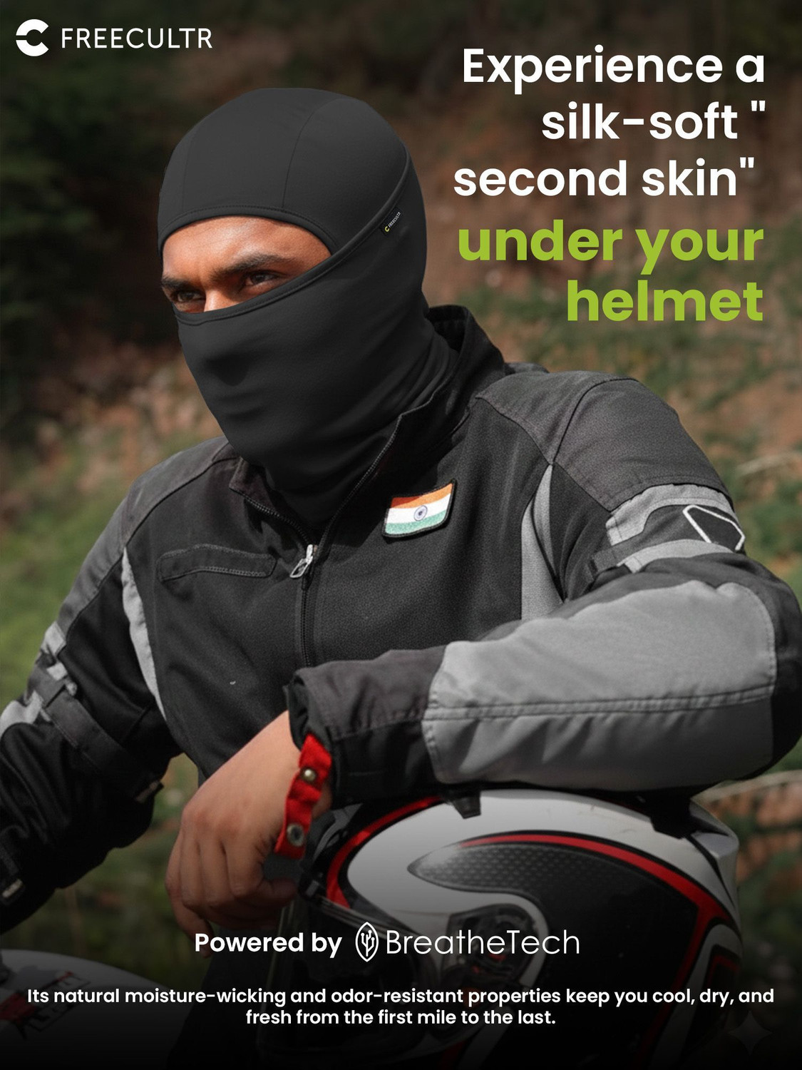 Image of FREECULTR Black Helmet Skull Cap for Men