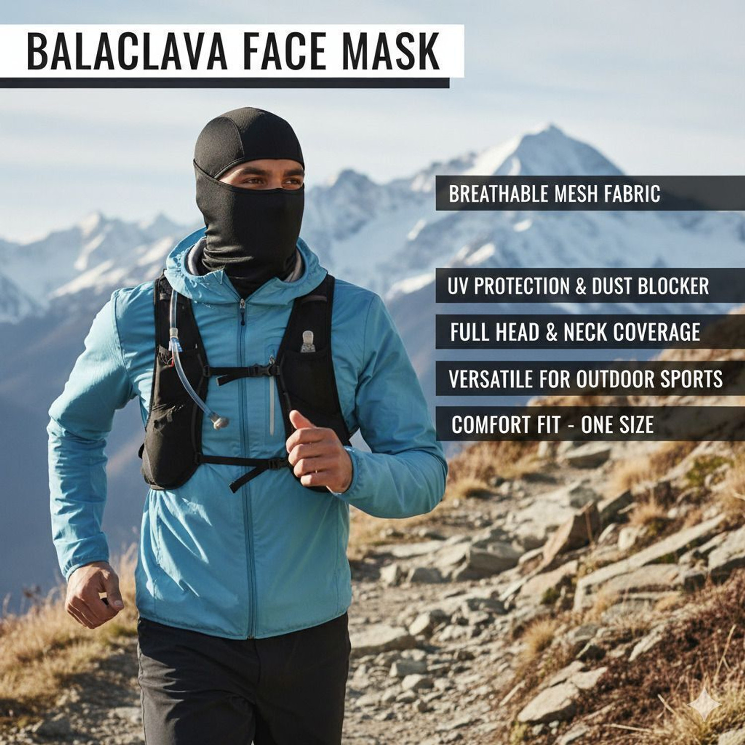Image of AUTOSITE Black Bike Face Mask for Men & Women