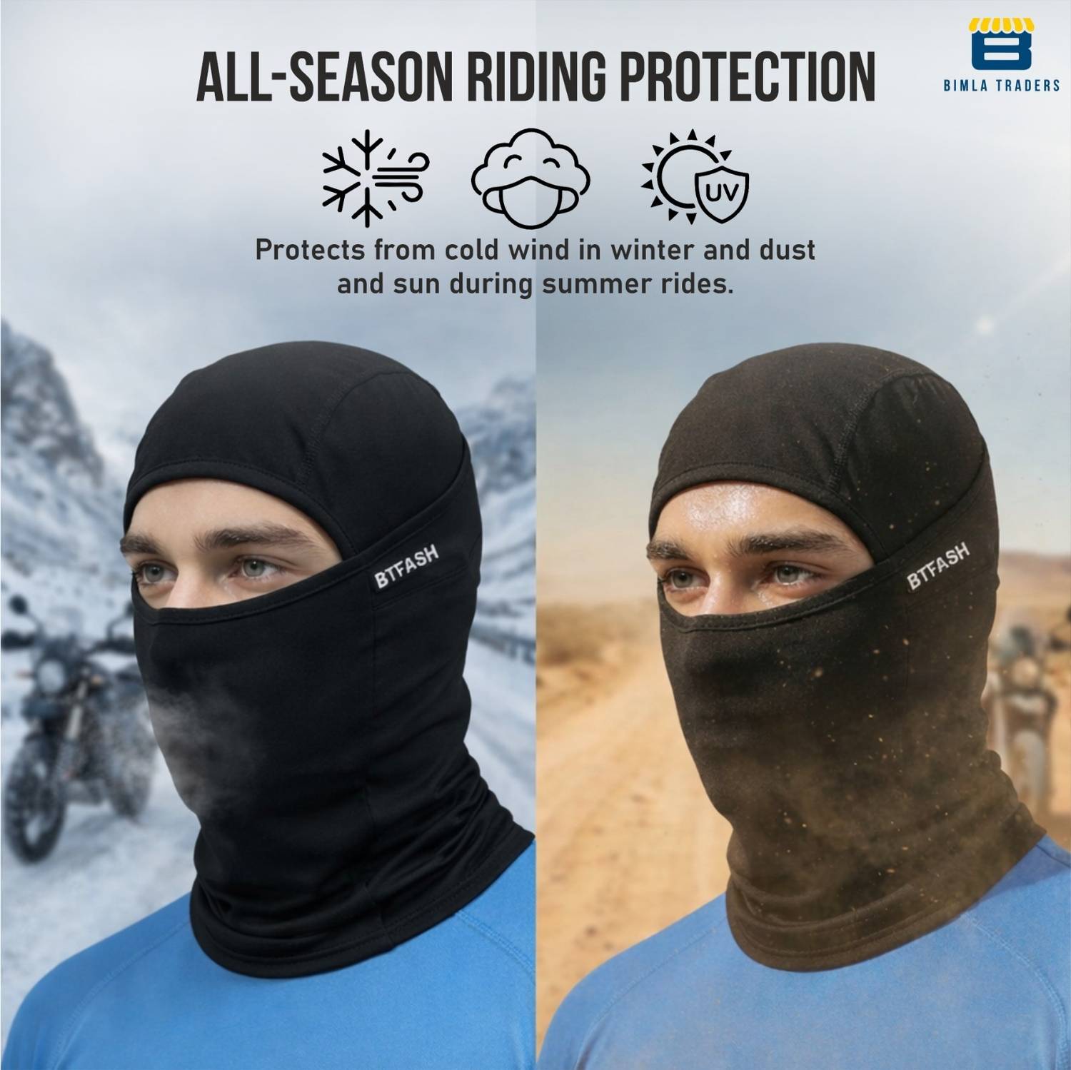 Btag Black Bike Face Mask for Men - Image 5