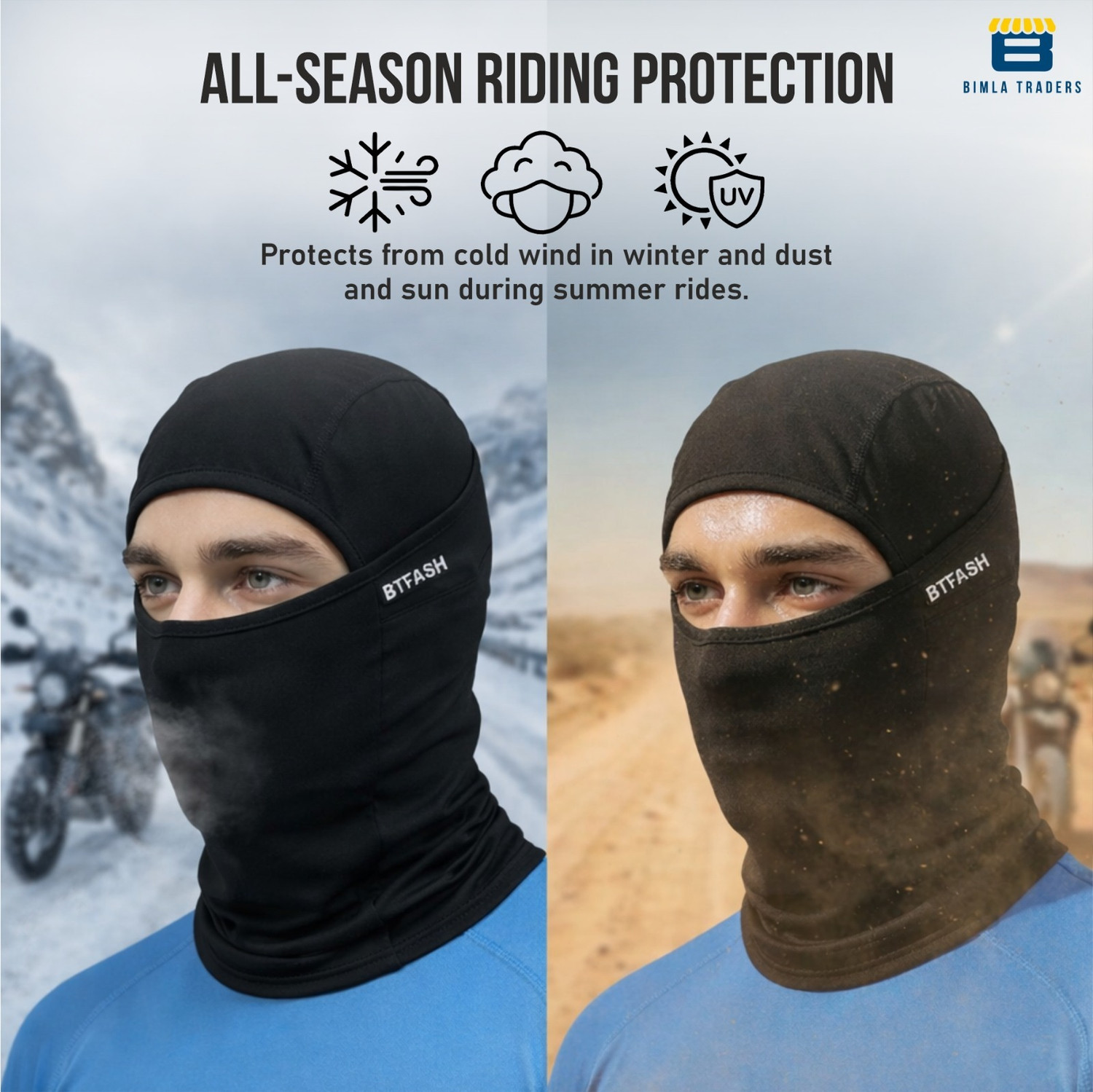 Image of Btag Black Bike Face Mask for Men