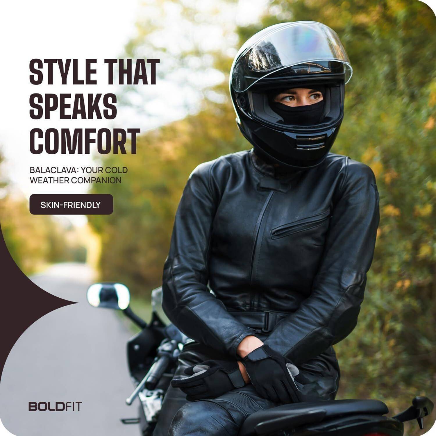 BOLDFIT Black Bike Face Mask - Image 4