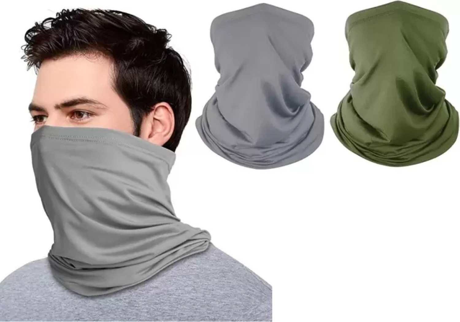 Image of plutoprom Grey, Green Bike Face Mask for Men & Women