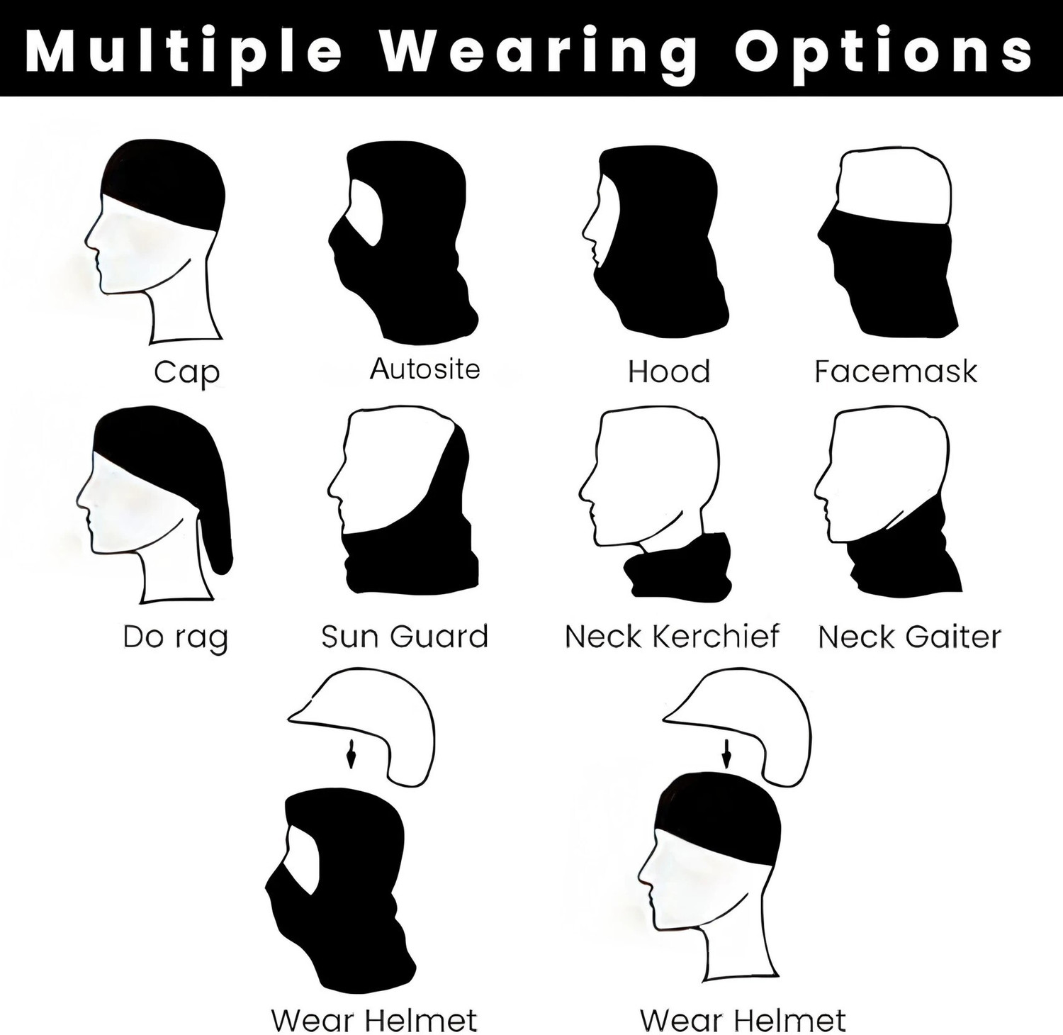 Image of Caiuse Black Bike Face Mask for Men & Women