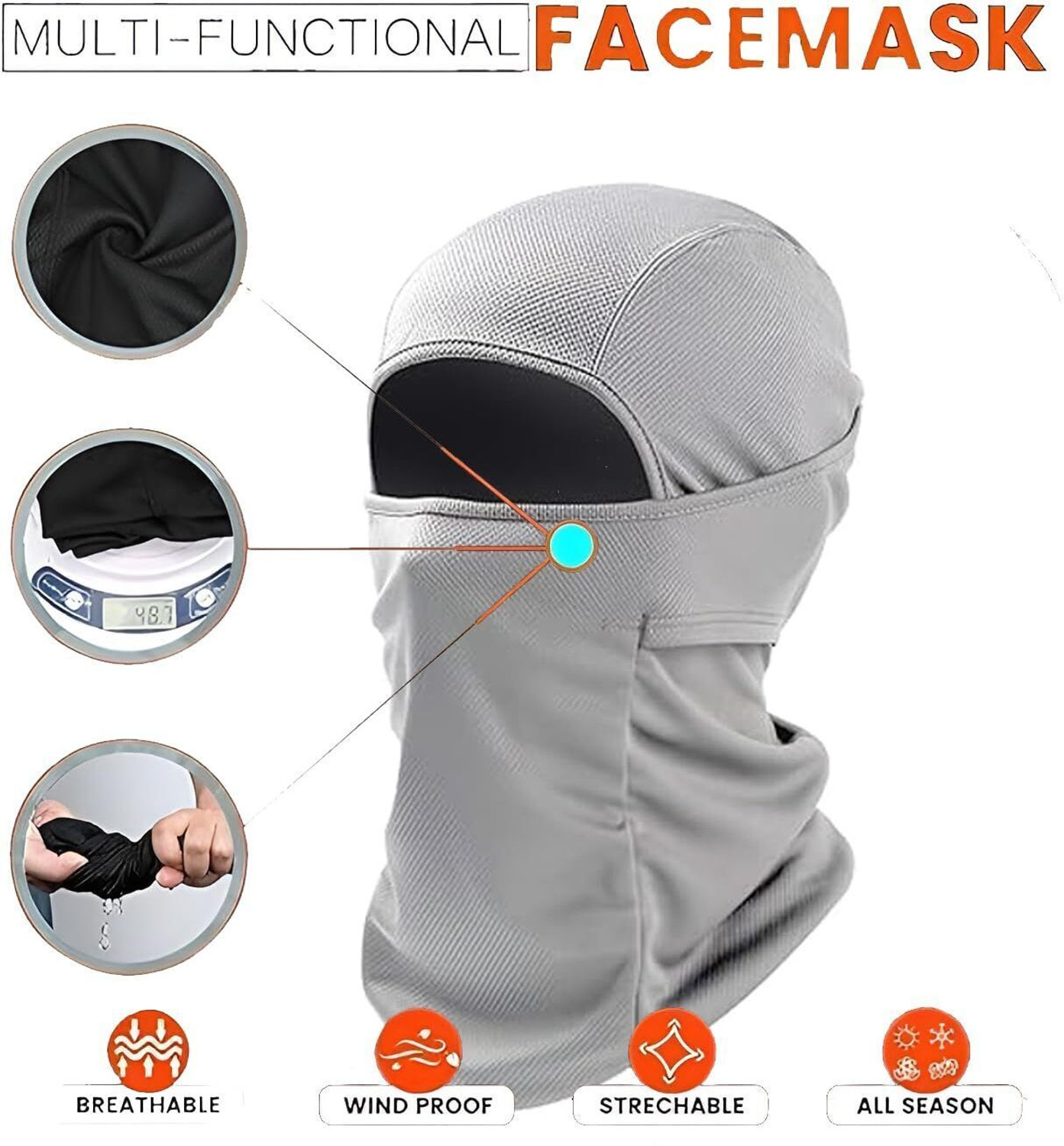 Image of AUTOSITE Black, Grey Bike Face Mask for Men & Women
