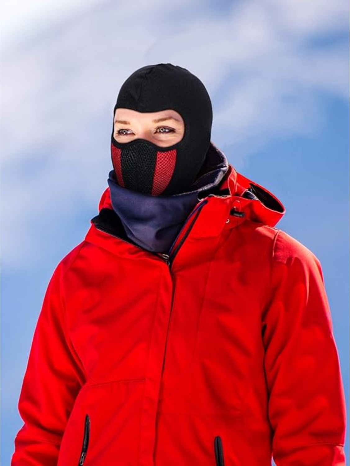 Image of Rhtdm Black, Red Helmet Skull Cap for Men & Women