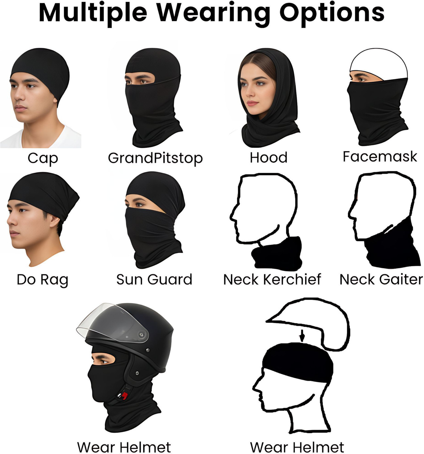 Image of Mecraaz Black Bike Face Mask for Men & Women