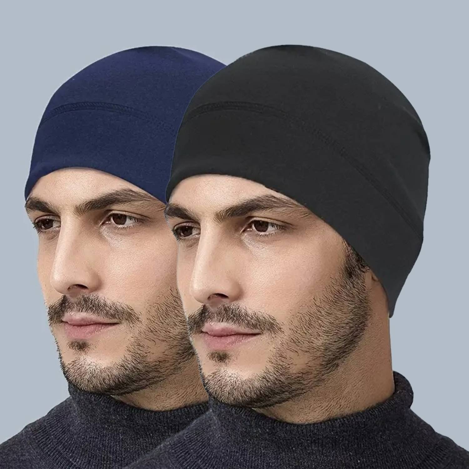 ALPHA STYLIST Black, Blue Helmet Skull Cap for Men & Women