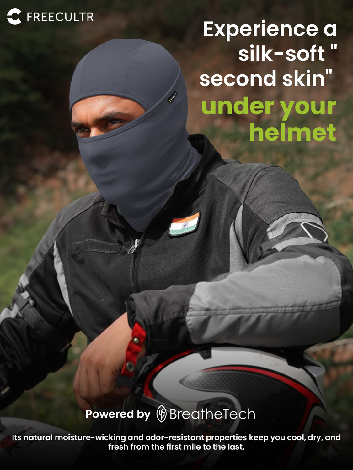 Image of FREECULTR Grey Helmet Skull Cap for Men