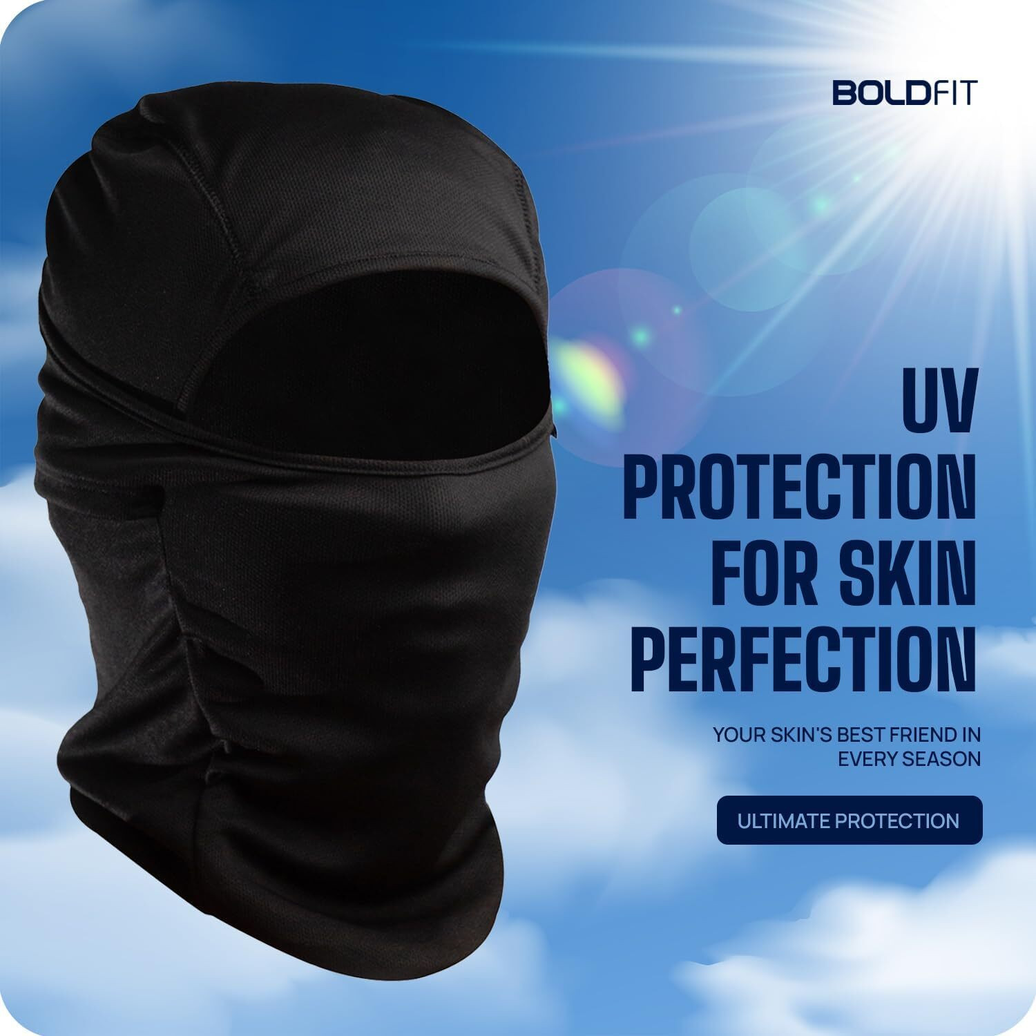 Image of BOLDFIT Black Bike Face Mask for Men & Women