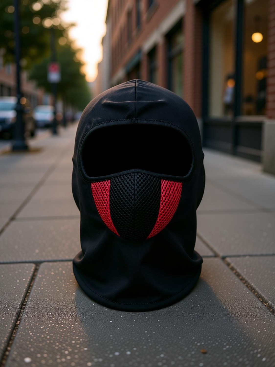 Image of Taveesa Black, Red Bike Face Mask for Men