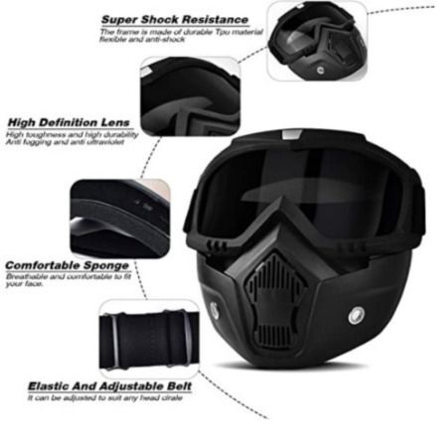 Image of AMRIO Black Bike Face Mask for Men & Women