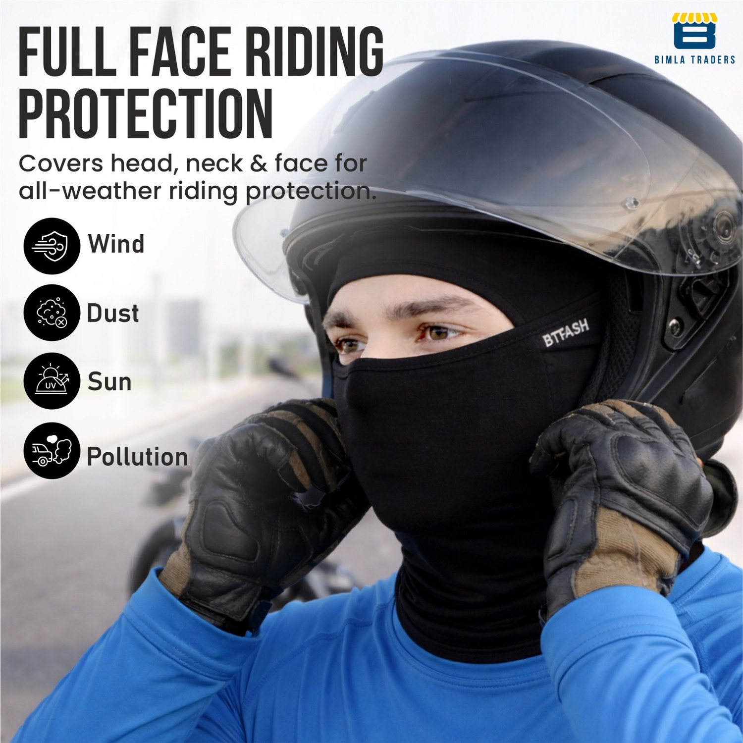 Image of Btag Black Bike Face Mask for Men