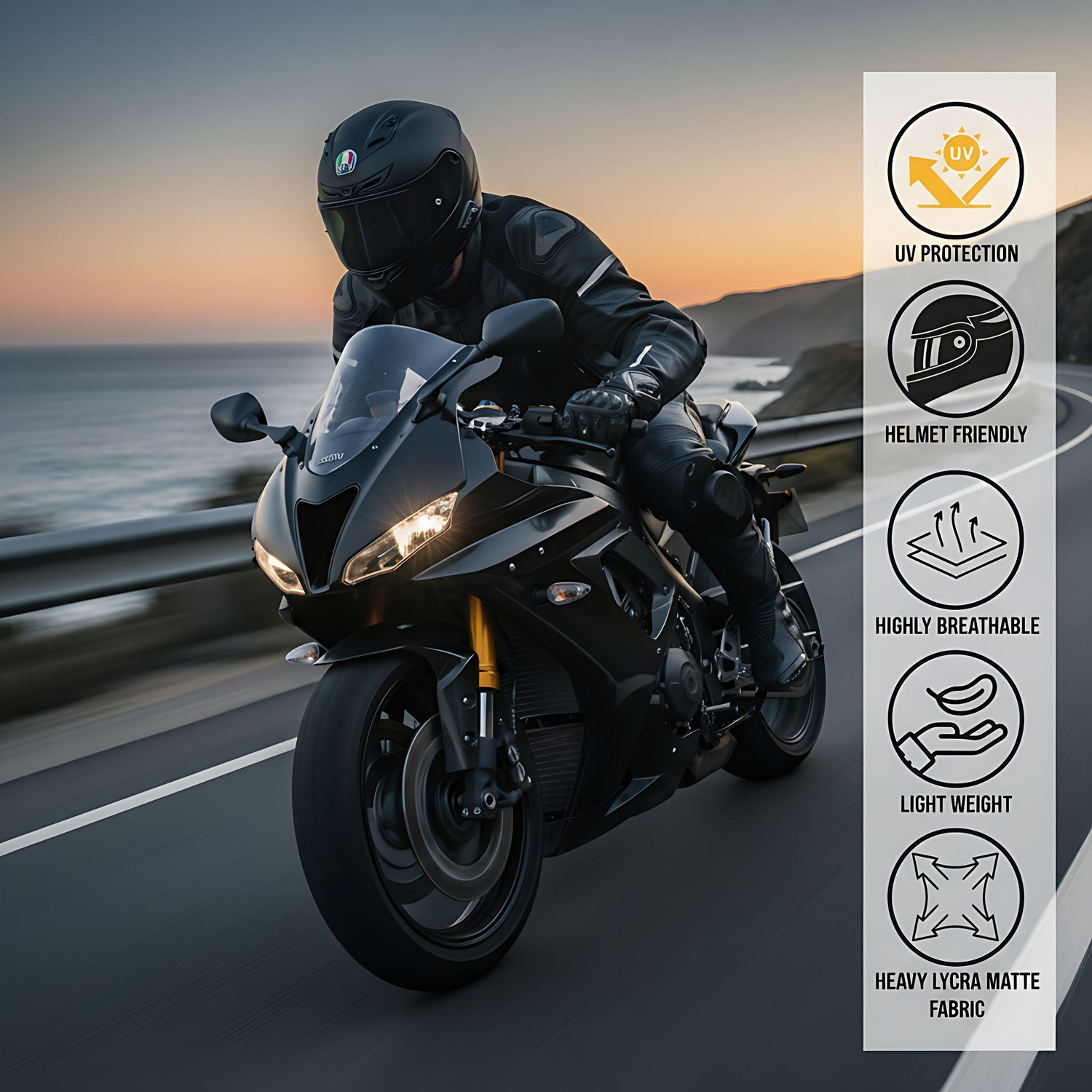Image of Mecraaz Black Bike Face Mask for Men & Women