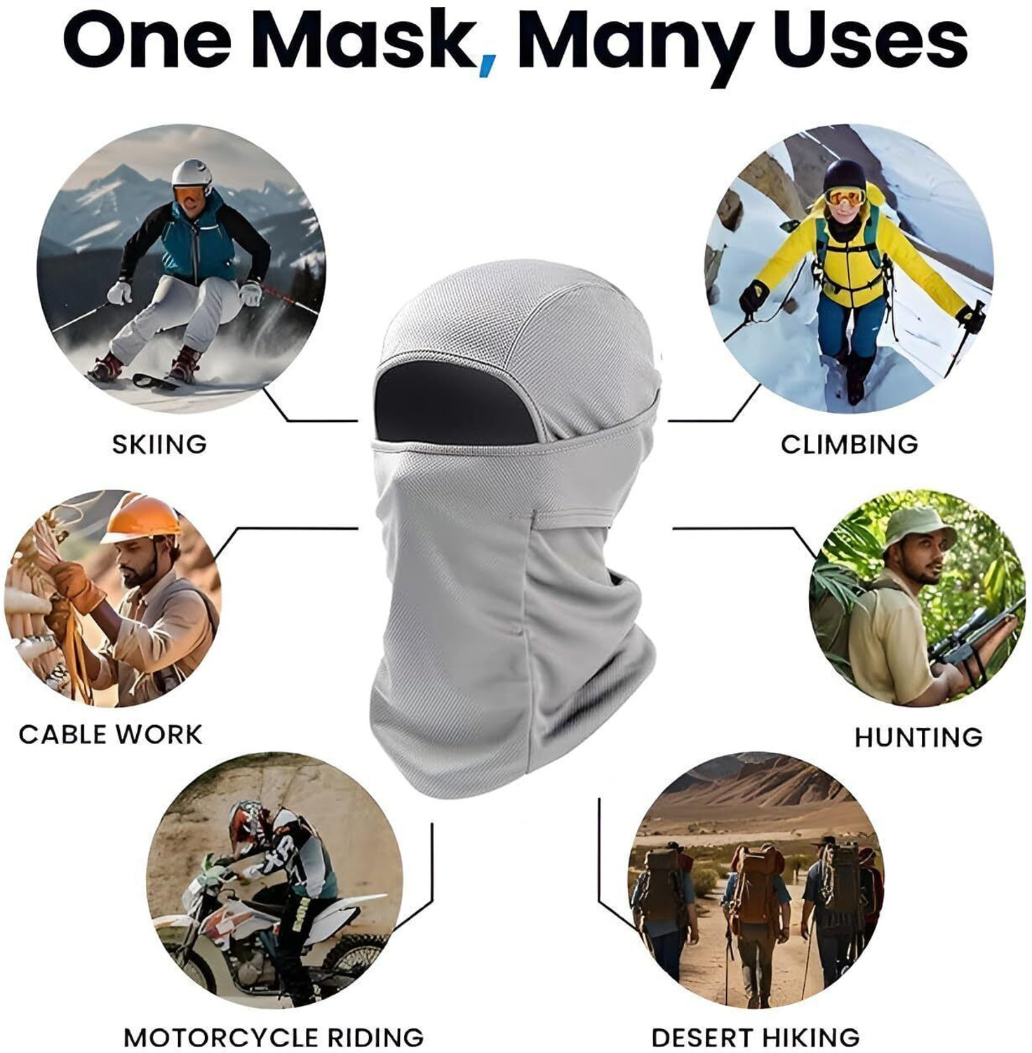 Image of AUTOSITE Black, Grey Bike Face Mask for Men & Women