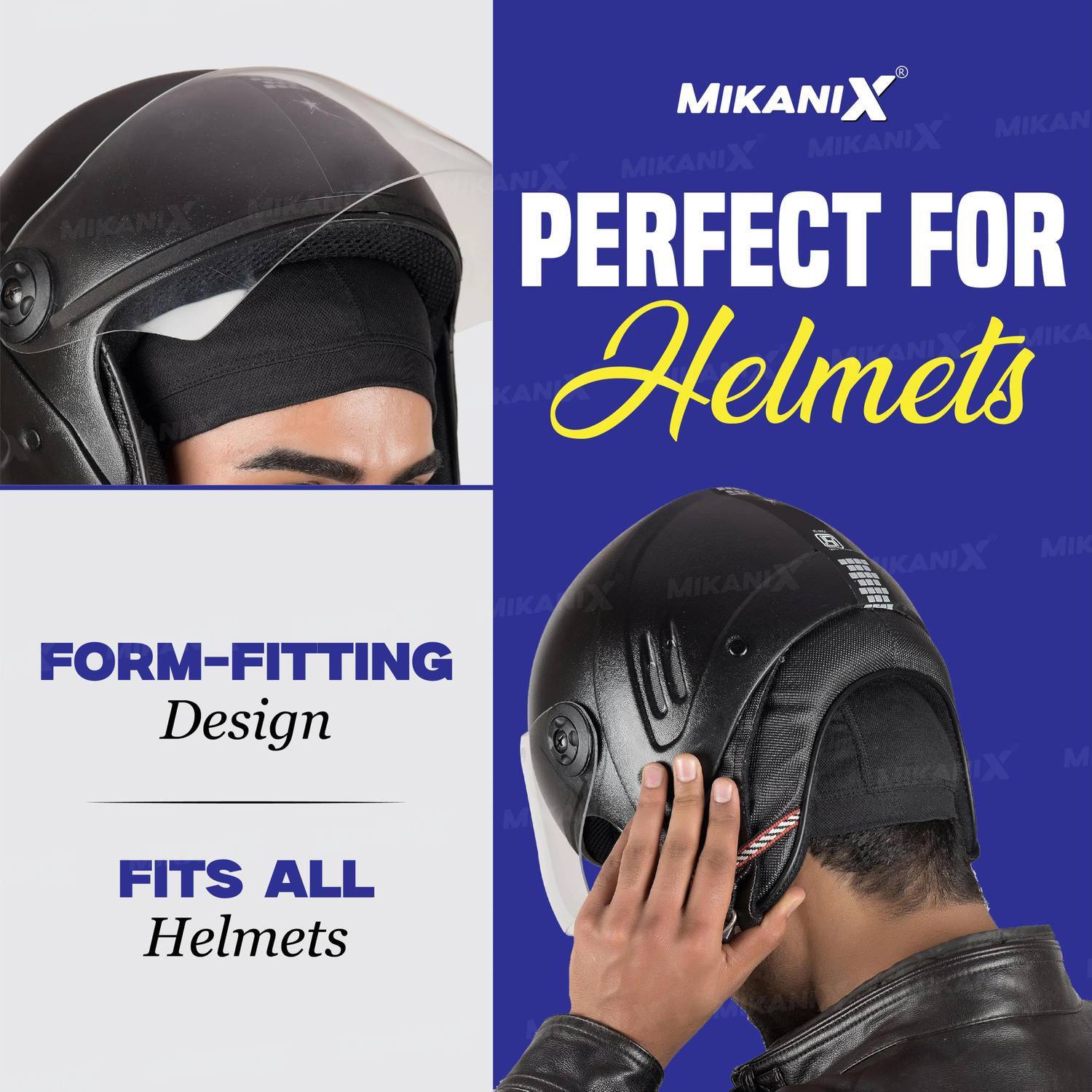 MIKANIX Black Helmet Skull Cap for Men & Women Price in India