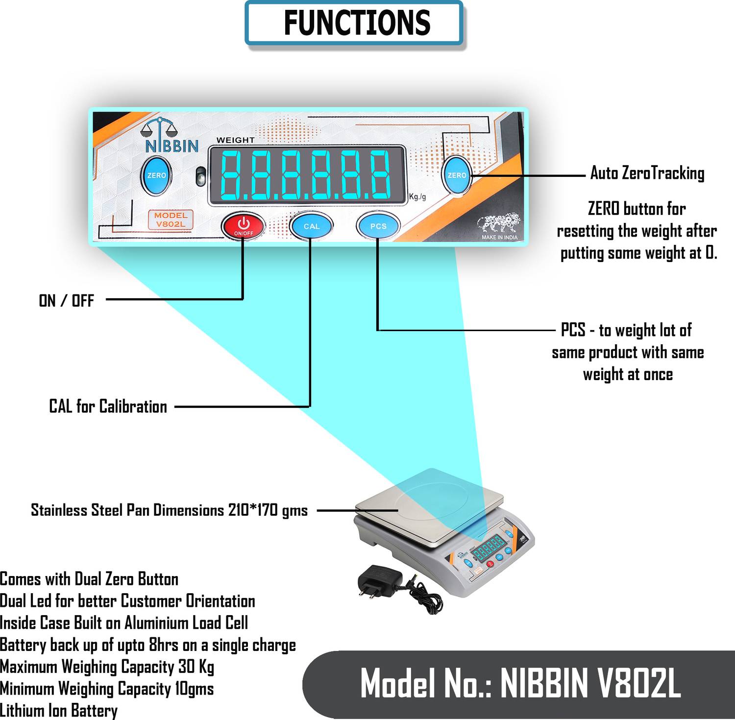 NIBBIN 30kg Weight Machine with Front & Back Display - Image 4