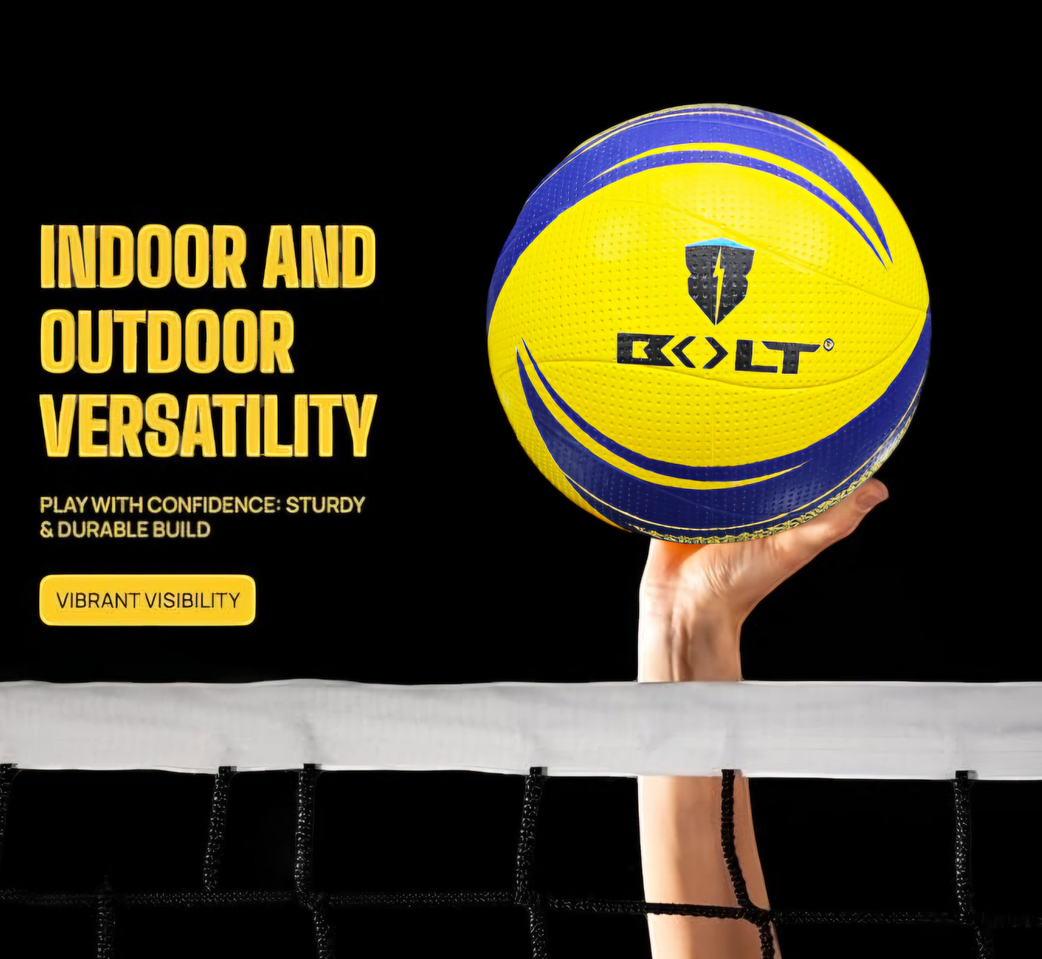 Image of BOLT Combo Volleyball Twister with Net 360N, Pump&Wrist Band(Ball+Net+Pump+WristBand) Volleyball - Size: 4