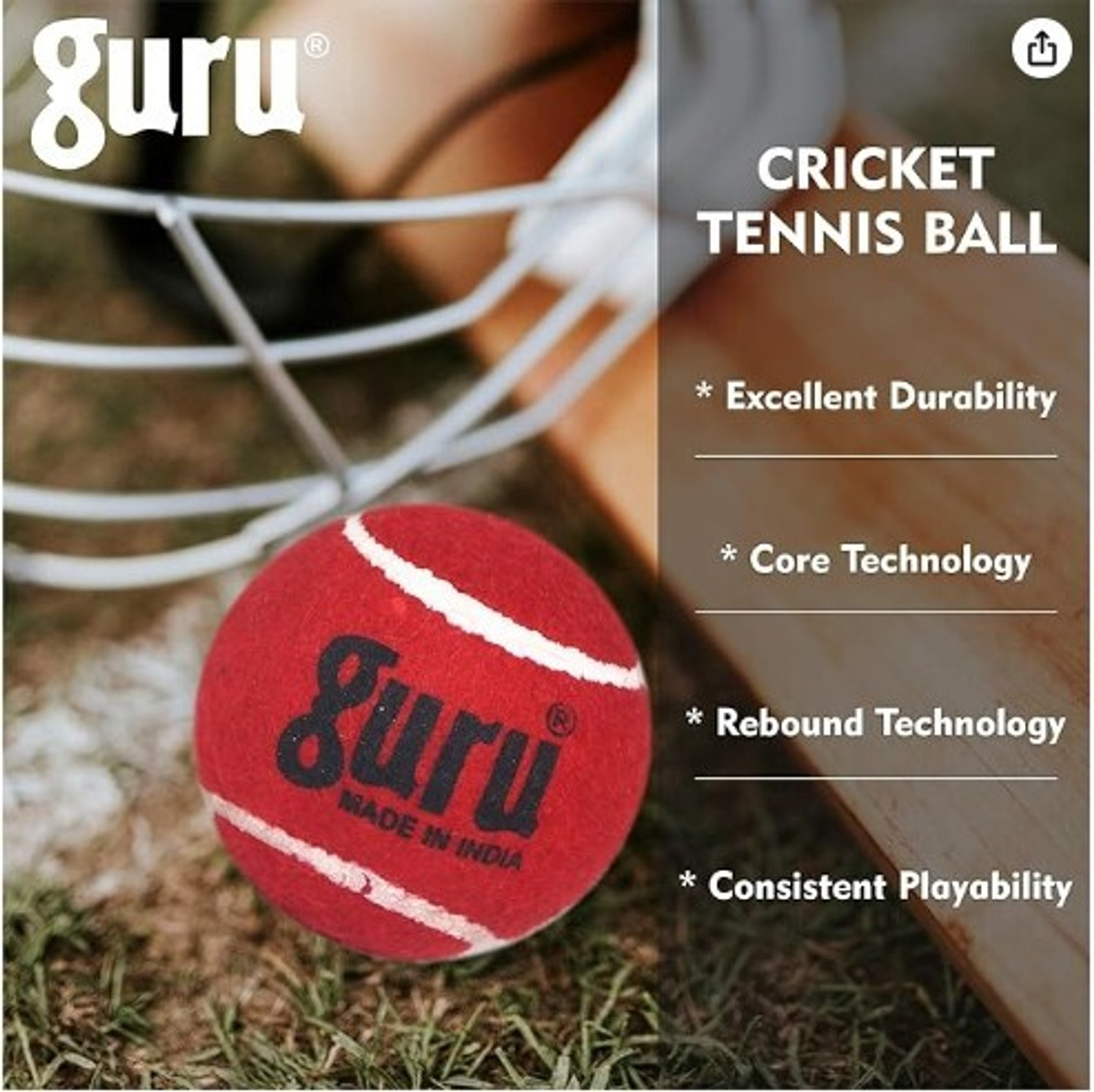 Image of Guru Cricket Tennis Ball, Heavy Weight Ball For Men & Women Cricket Tennis Ball