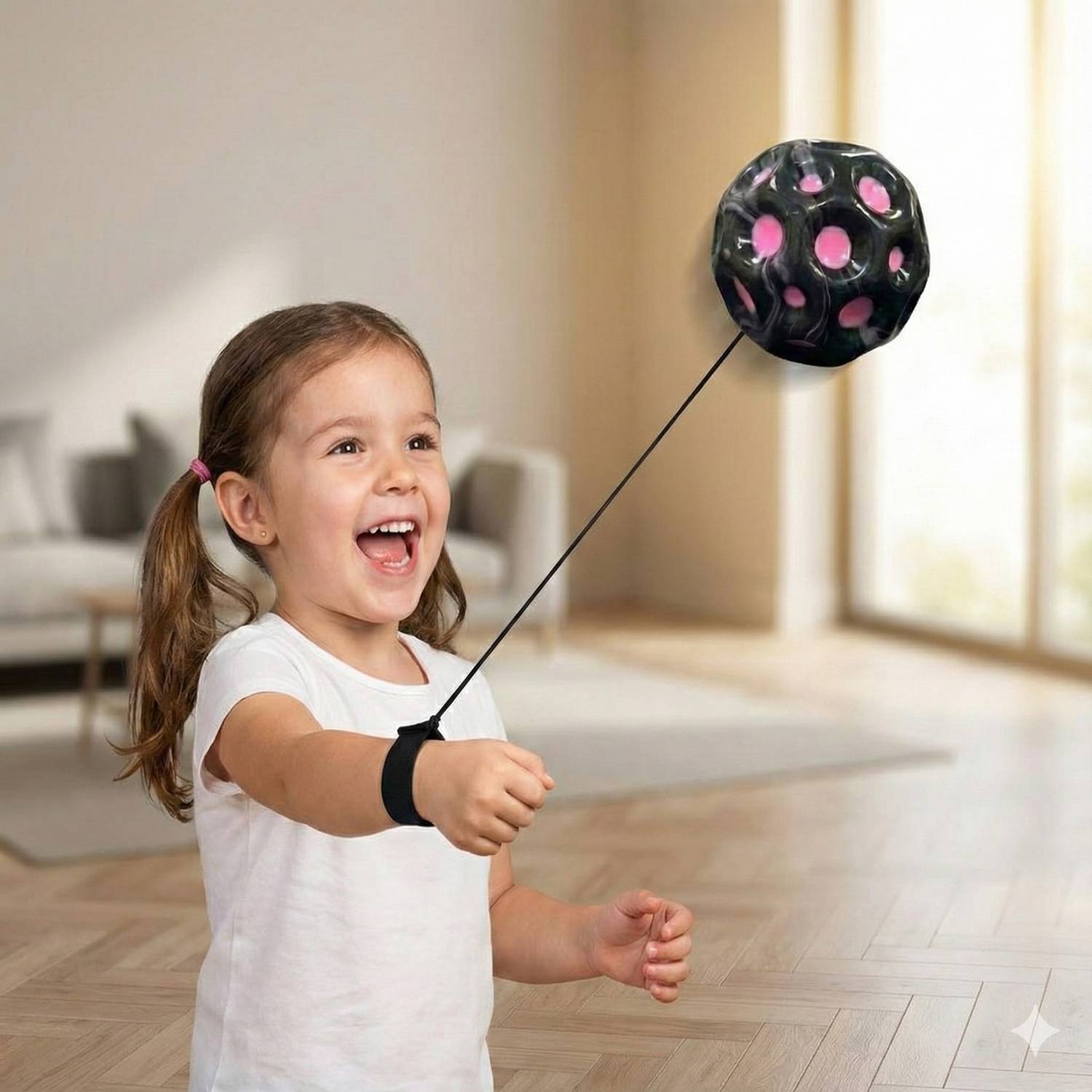 asian Bouncy Moon Ball with Elastic Wrist Strap – High Bounce, Maximum Fun! Jumping Ball