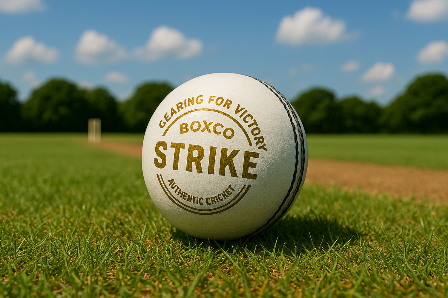 Image of BOXCO Strike Leather Cricket Ball - Consturction Four Piece, Ideal for 20 Overs Cricket Leather Ball (Standard, Pack of 1, White)