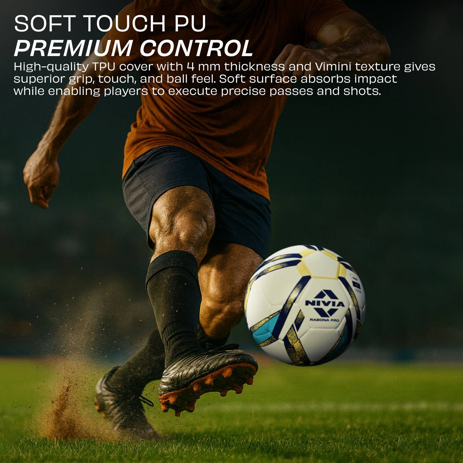 NIVIA Rabona Pro Football Size 5 (32 Panel TPU) - Image 5