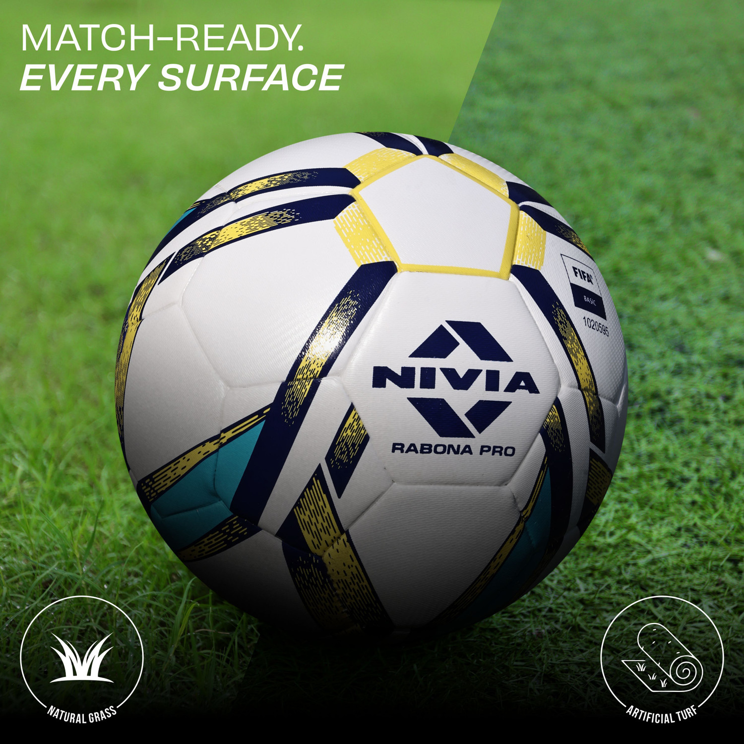 Image of NIVIA Rabona Pro, 32 Panel Design, TPU, Ideal For Natural and Artificial Turf Football - Size: 5