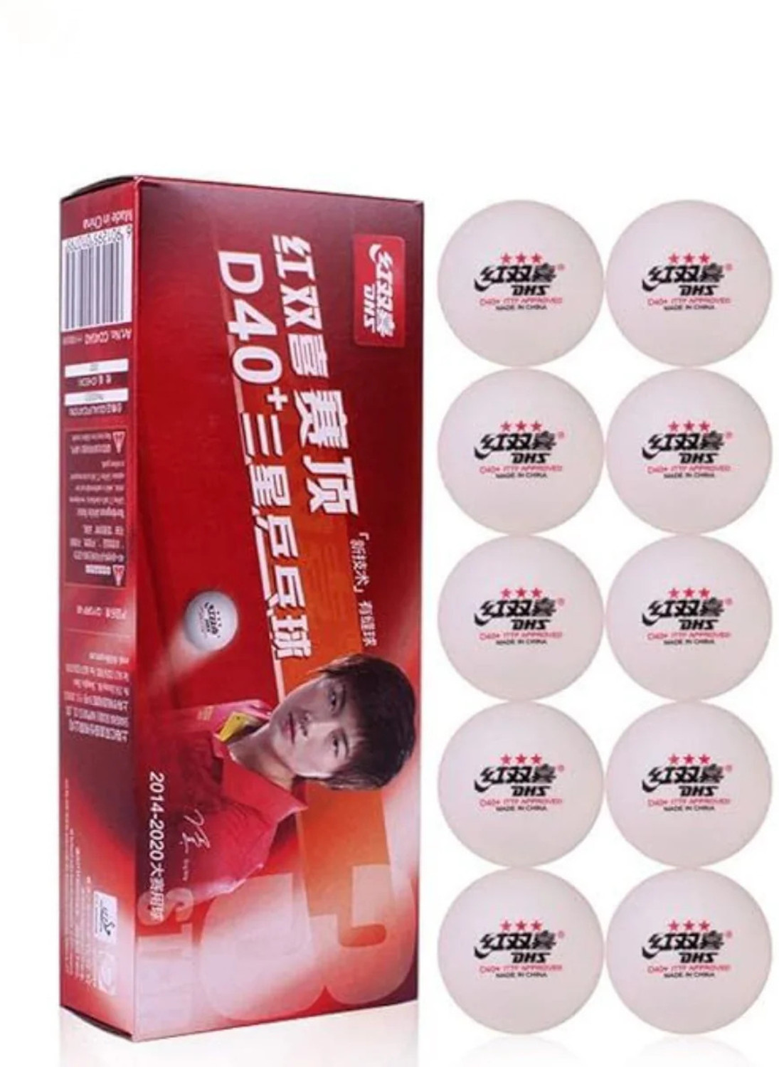 Image of Double Happiness DHS D40+ 3 Star Professional Tournament Grade, Precision Bounce, ITTF Appr, Table Tennis Ball (Standard, Pack of 10, White)