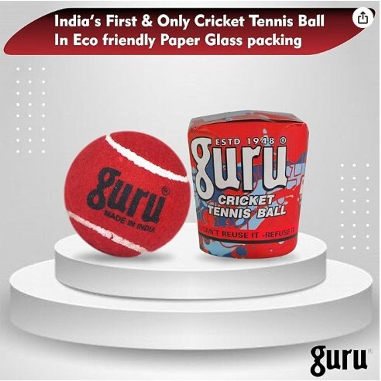 Image of Guru Cricket Tennis Ball, Heavy Weight Ball For Men & Women Cricket Tennis Ball