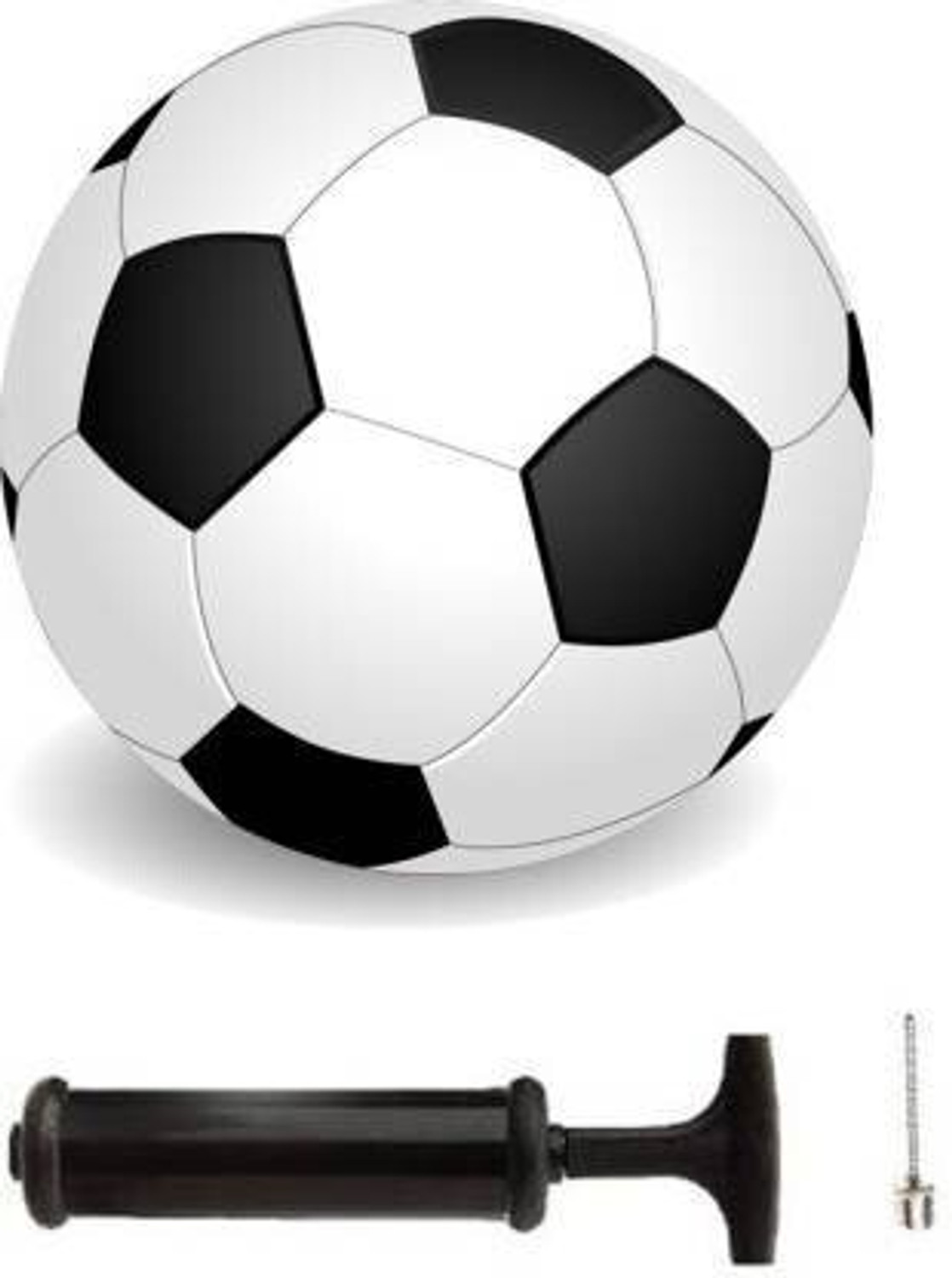 Image of HACKERX COMBO BLACK & WHITE SYNTHETIC RUBBER FOOTBALL WITH AIR PUMP Football - Size: 5 Football - Size: 5