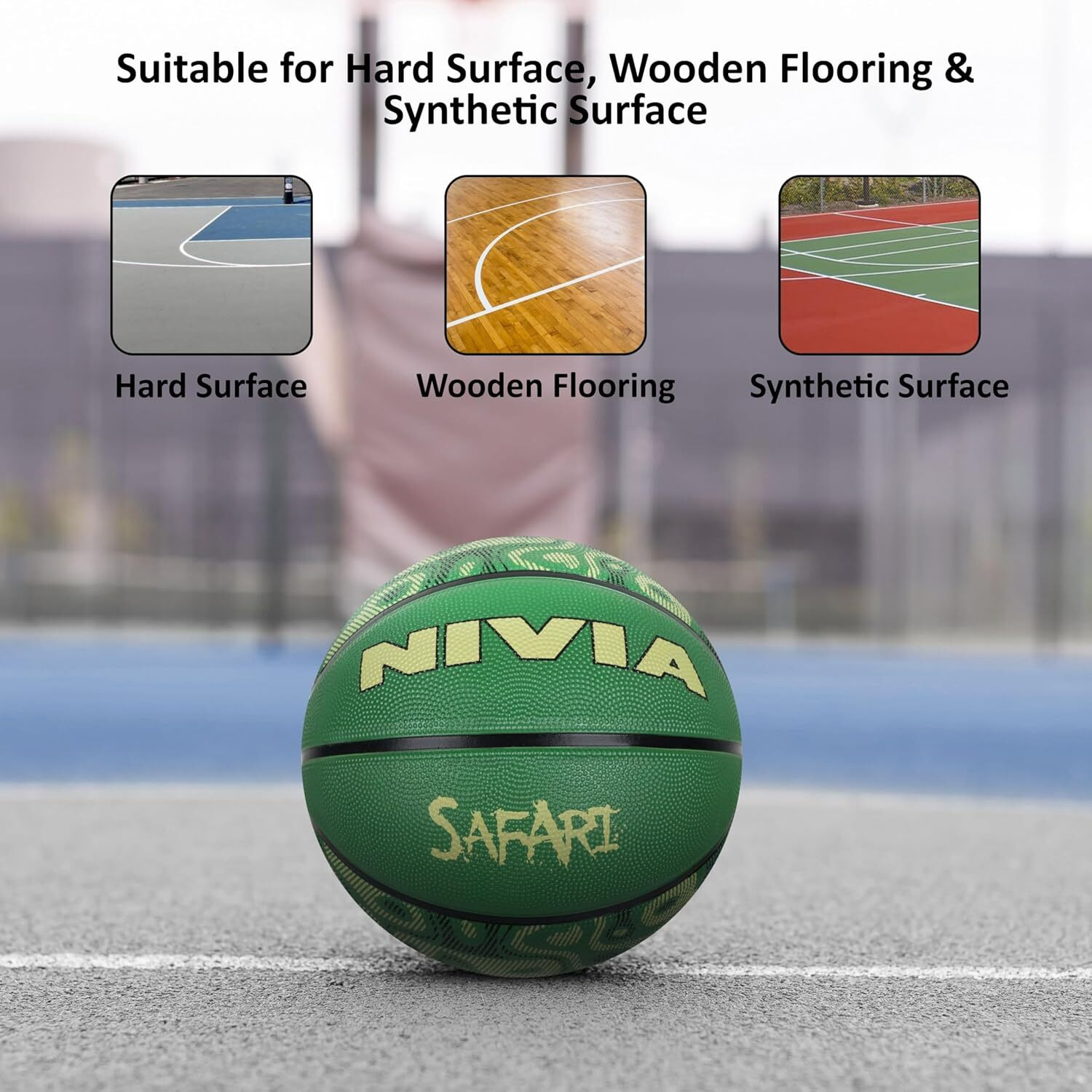 Image of NIVIA Safari Basketball, Molded Durable Rubber Cover , All Indoor & Outdoor Surfaces Basketball - Size: 3