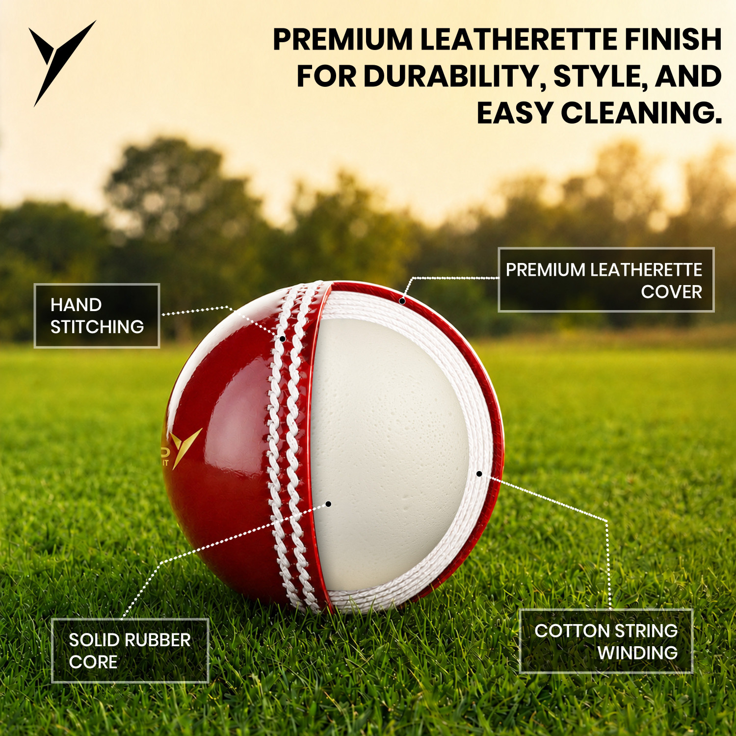 Image of Jaspo Super-90 Leatherette Cricket Ball for Outdoor Play|PU Core|Hand Stitched Finish| Cricket Leather Ball