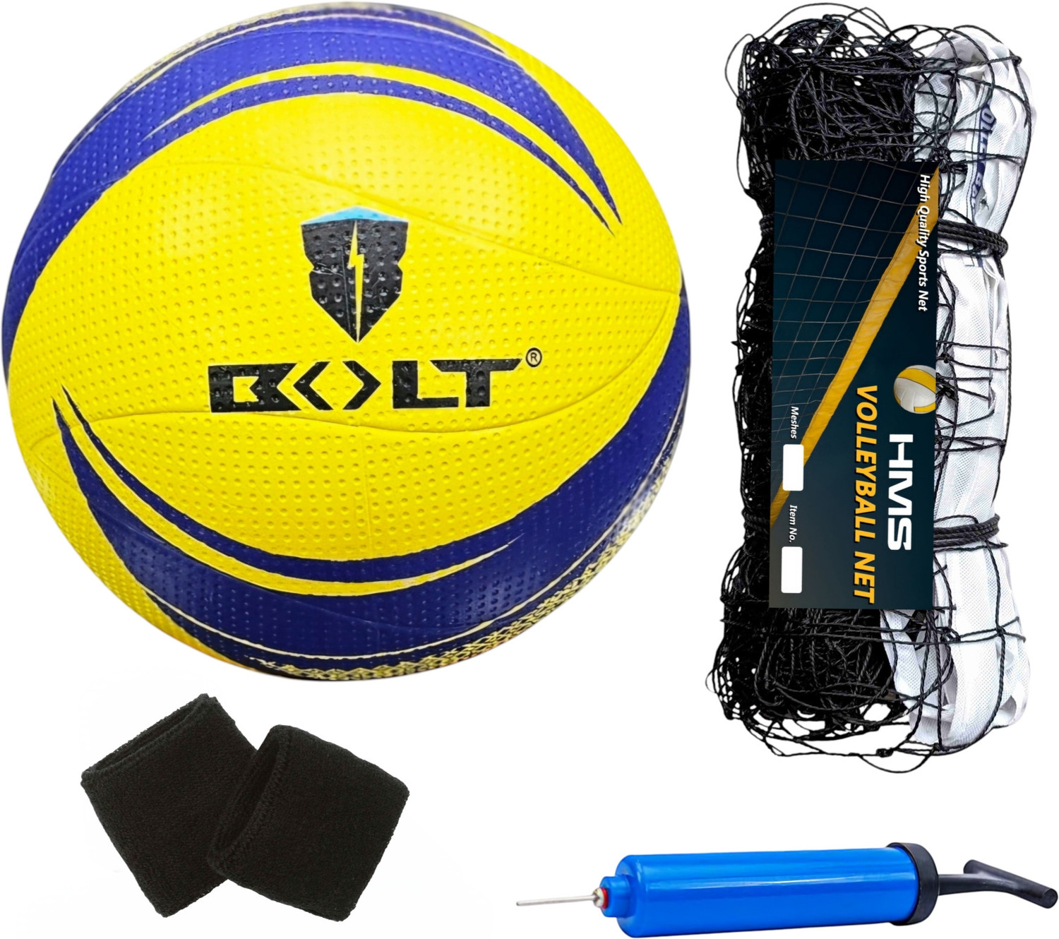 Image of BOLT Combo Volleyball Twister with Net 360N, Pump&Wrist Band(Ball+Net+Pump+WristBand) Volleyball - Size: 4