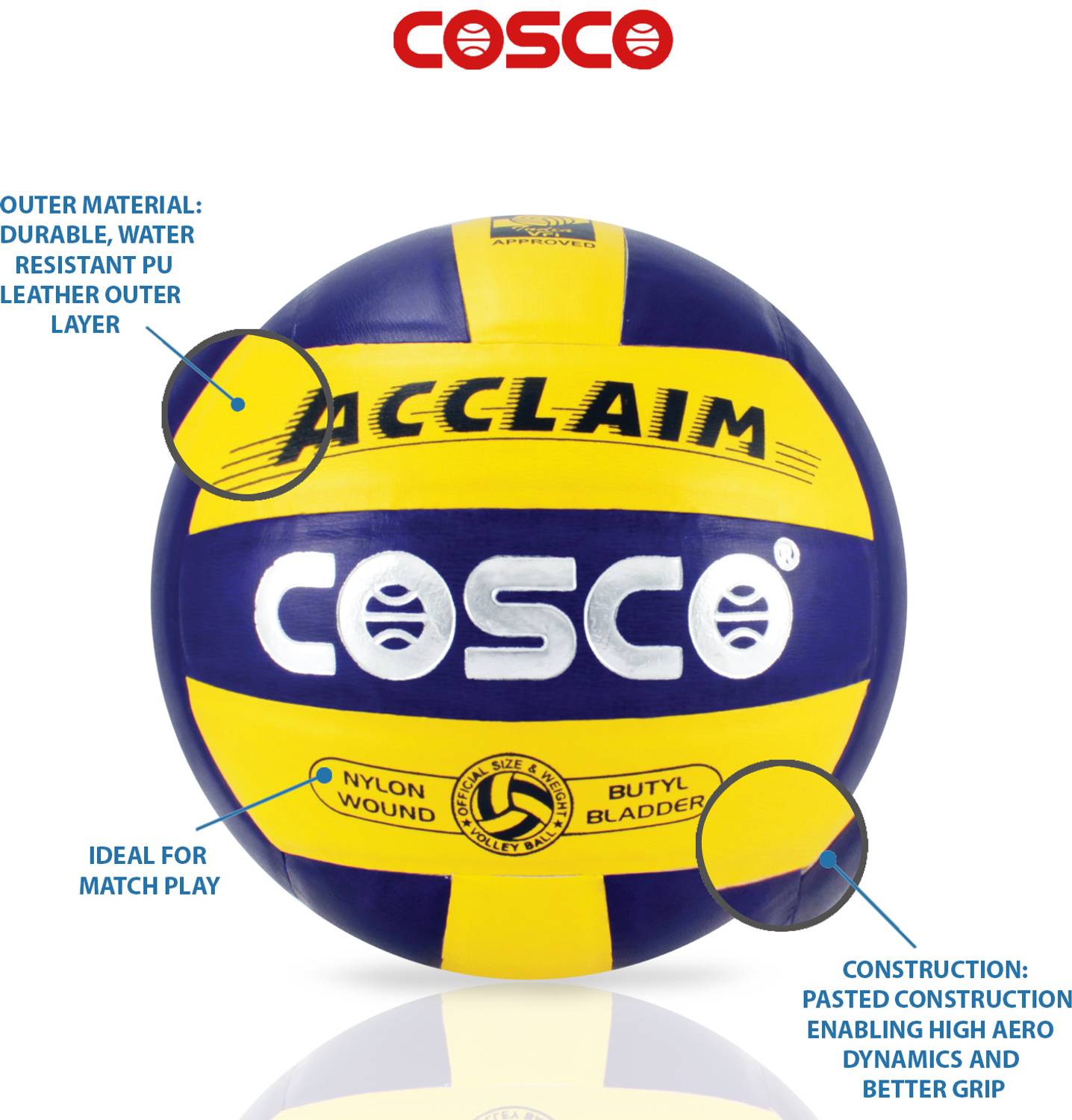 COSCO Acclaim Volleyball Size 4 Pack of 1 - Image 5