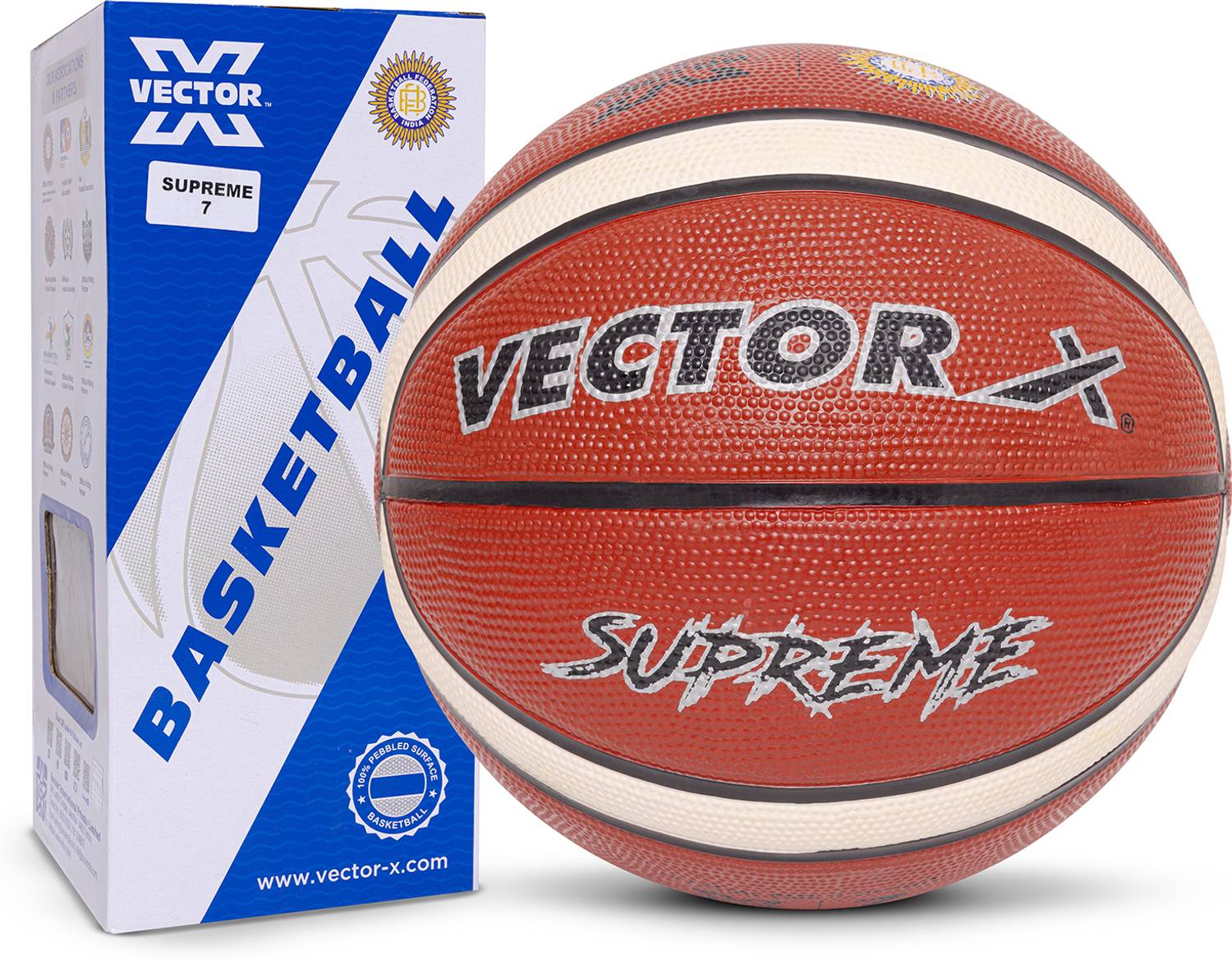 VECTOR X Supreme Basketball BFI Official Match Ball | 14 Pannels