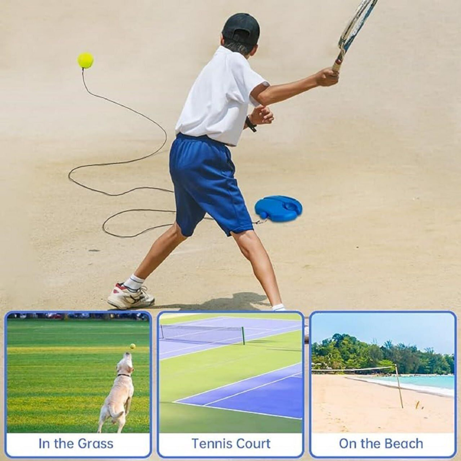 Image of Besyd Solo Tennis Trainer Tennis Tennis Ball Return Drill Set used for Training Tennis Kit