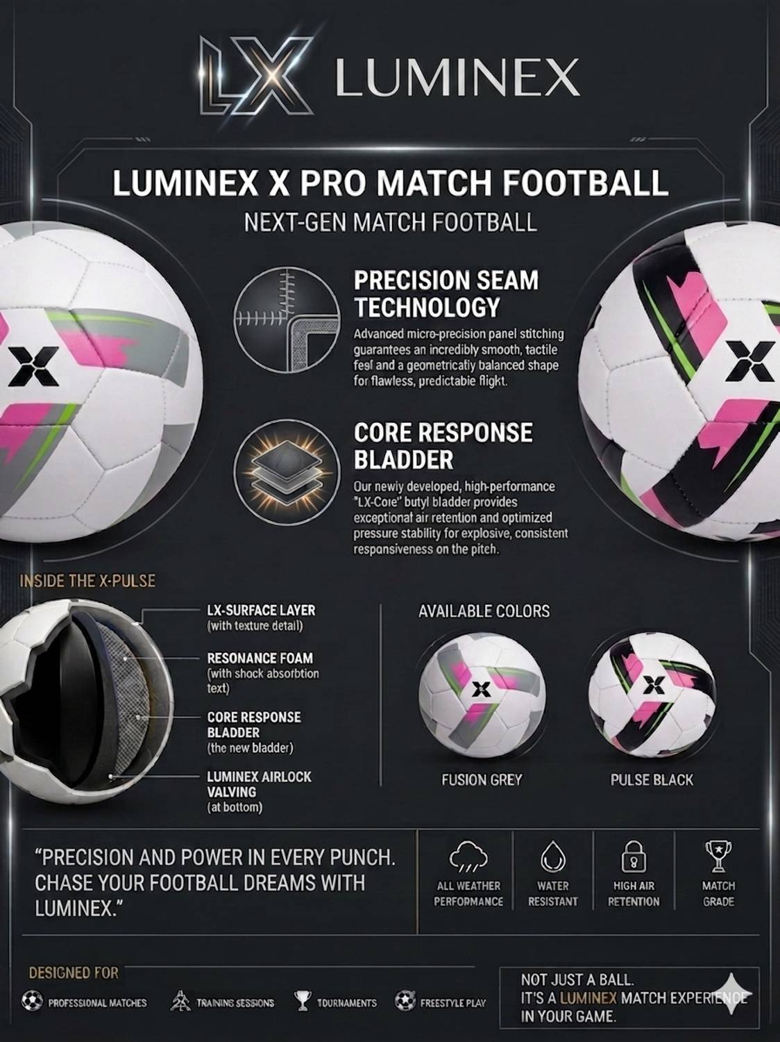 Luminex X-Pro Match Football Size 5 - Image 3