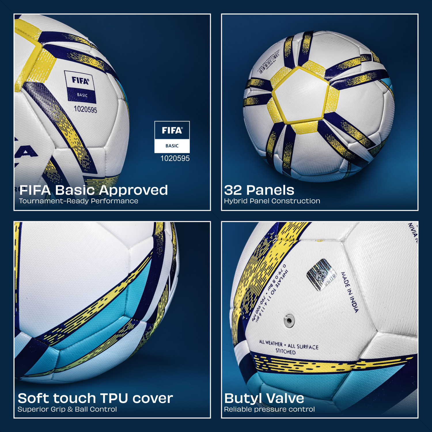 Image of NIVIA Rabona Pro, 32 Panel Design, TPU, Ideal For Natural and Artificial Turf Football - Size: 5