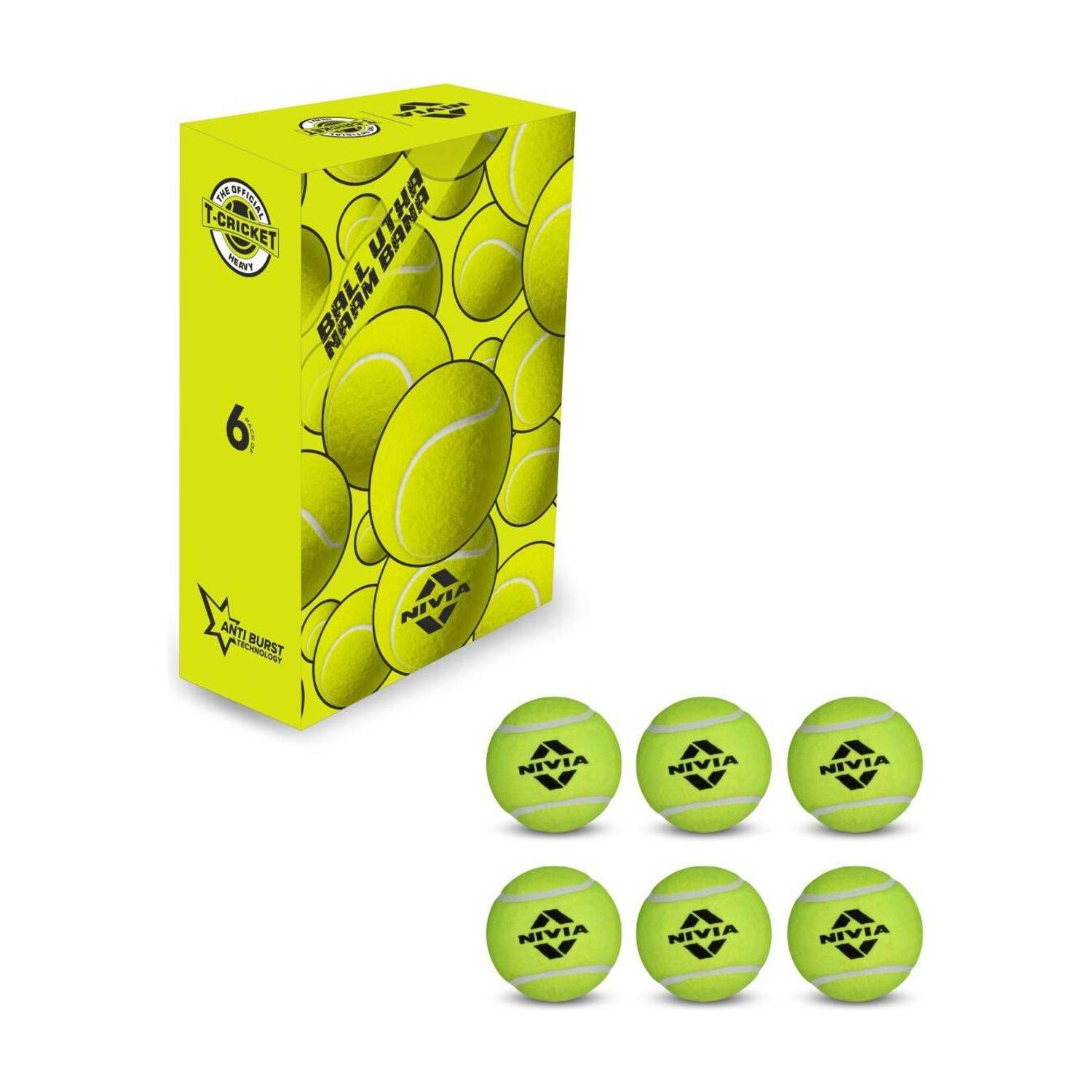 NIVIA Cricket Tennis Ball Heavy Weight (Pack of 6) - Image 1
