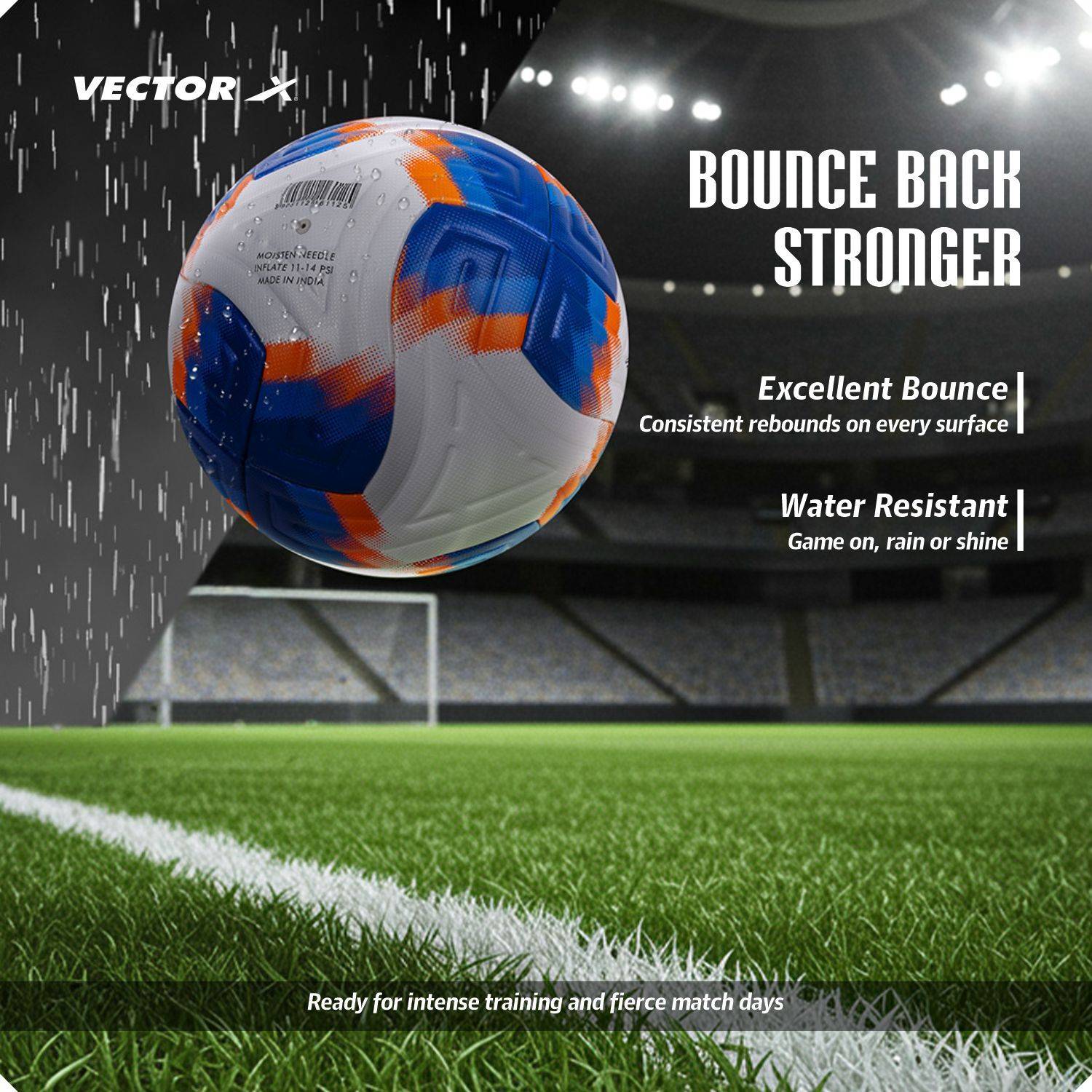 VECTOR X Tristar NX PU Thermo Bonded Soccer Ball+Needle training