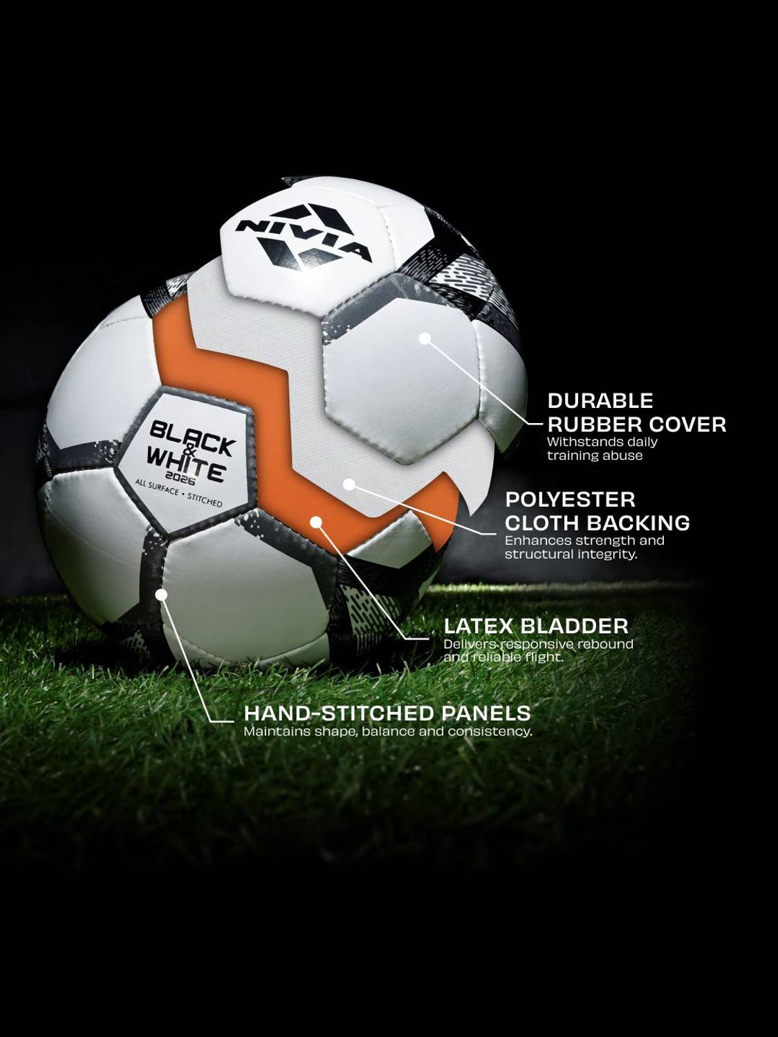 NIVIA 32 Panel Training Football - Size 5 - Image 4