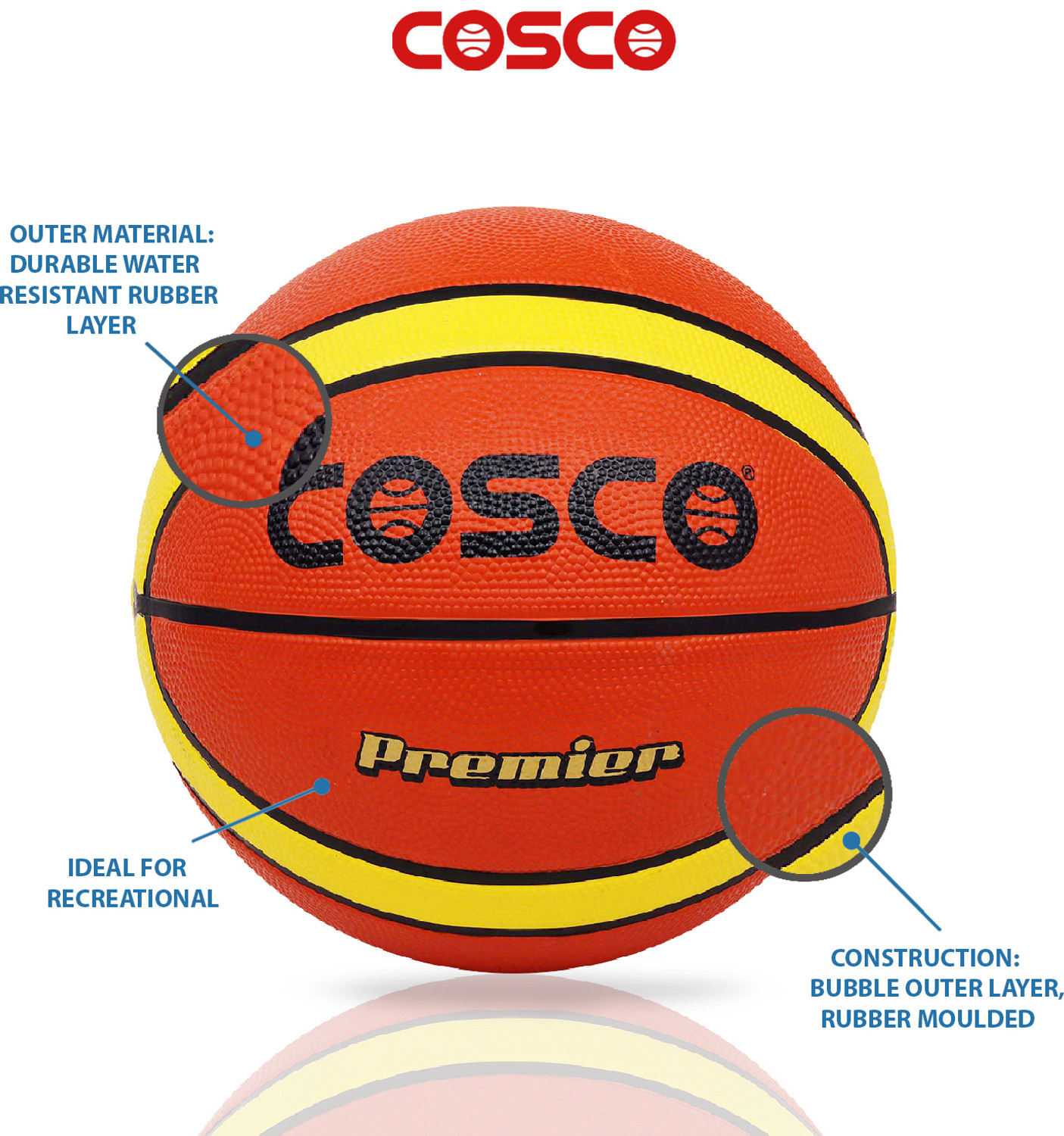 Image of COSCO PREMIER Basketball - Size: 7 (Standard, Pack of 1, Orange)