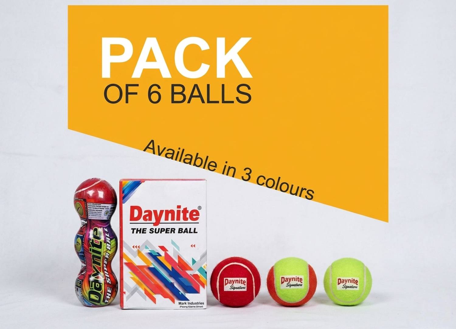 daynite Hard Tennis Ball Pack of 6 - Image 4