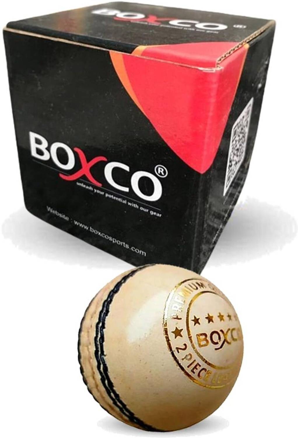 BOXCO Premium Hand Stiched Two Piece Cricket Leather Ball for Practice, T20 Matches Cricket Leather Ball