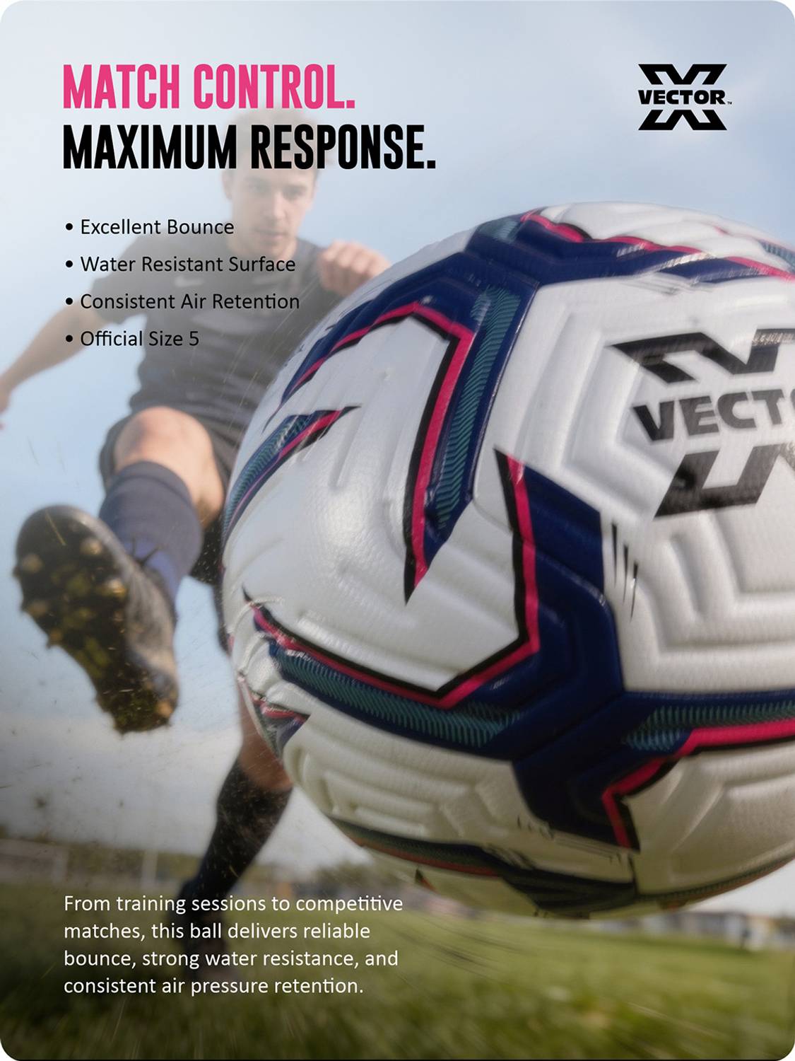 VECTOR X Elite PU Thermo Bonded, Seamless Technology design Soccer