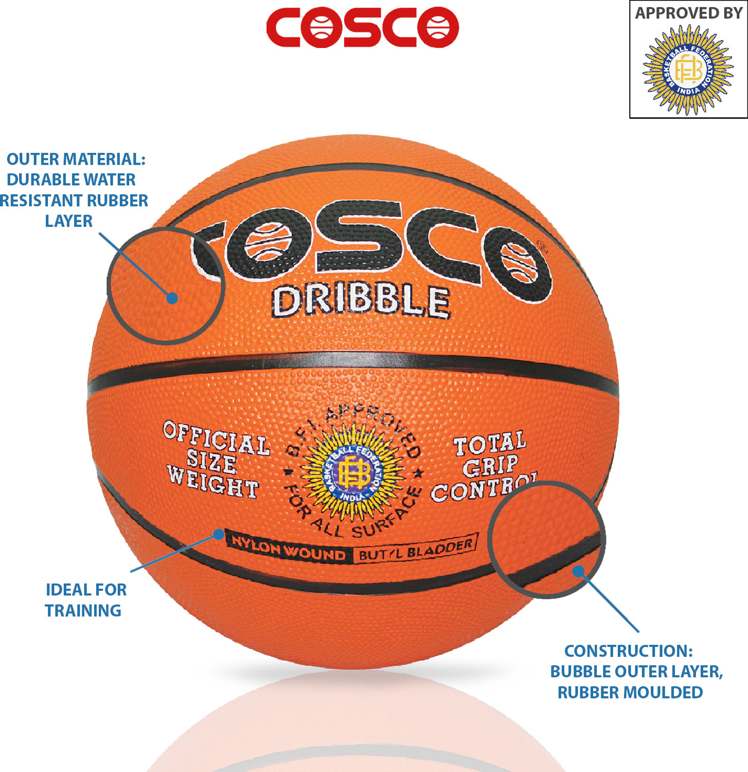 Image of COSCO DRIBBLE Basketball - Size: 7