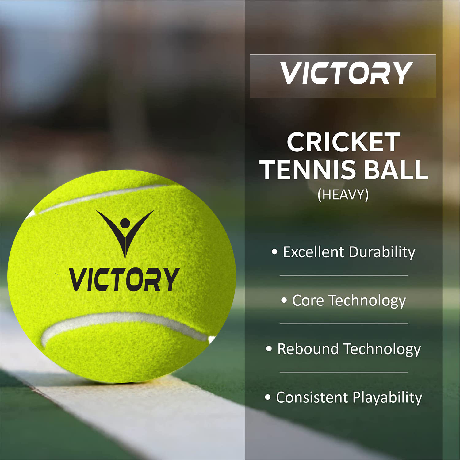 Image of VICTORY Cricket Tennis Balls Medium Weight High Bounce Combo Set Cricket Tennis Ball